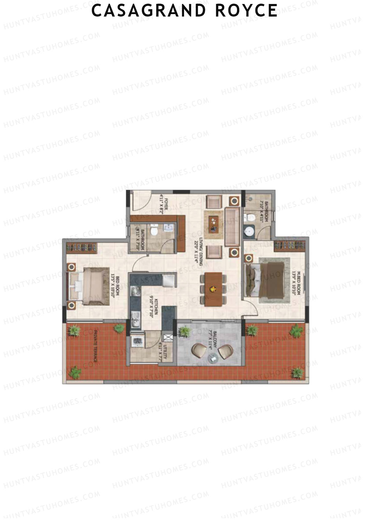 Casagrand Royce Block B Unit 8 (Type 12B) Floor Plan