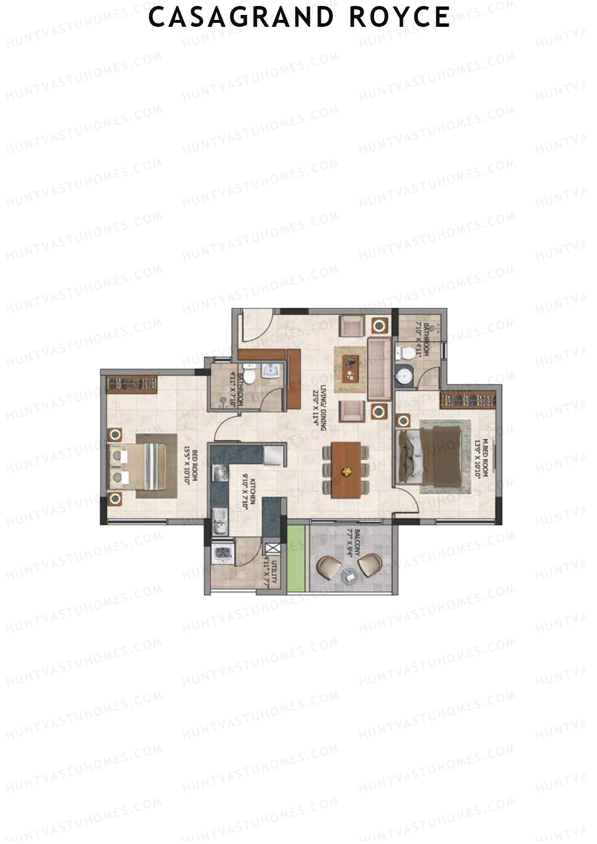 Casagrand Royce Block B Unit 9 (Type 12C) Floor Plan