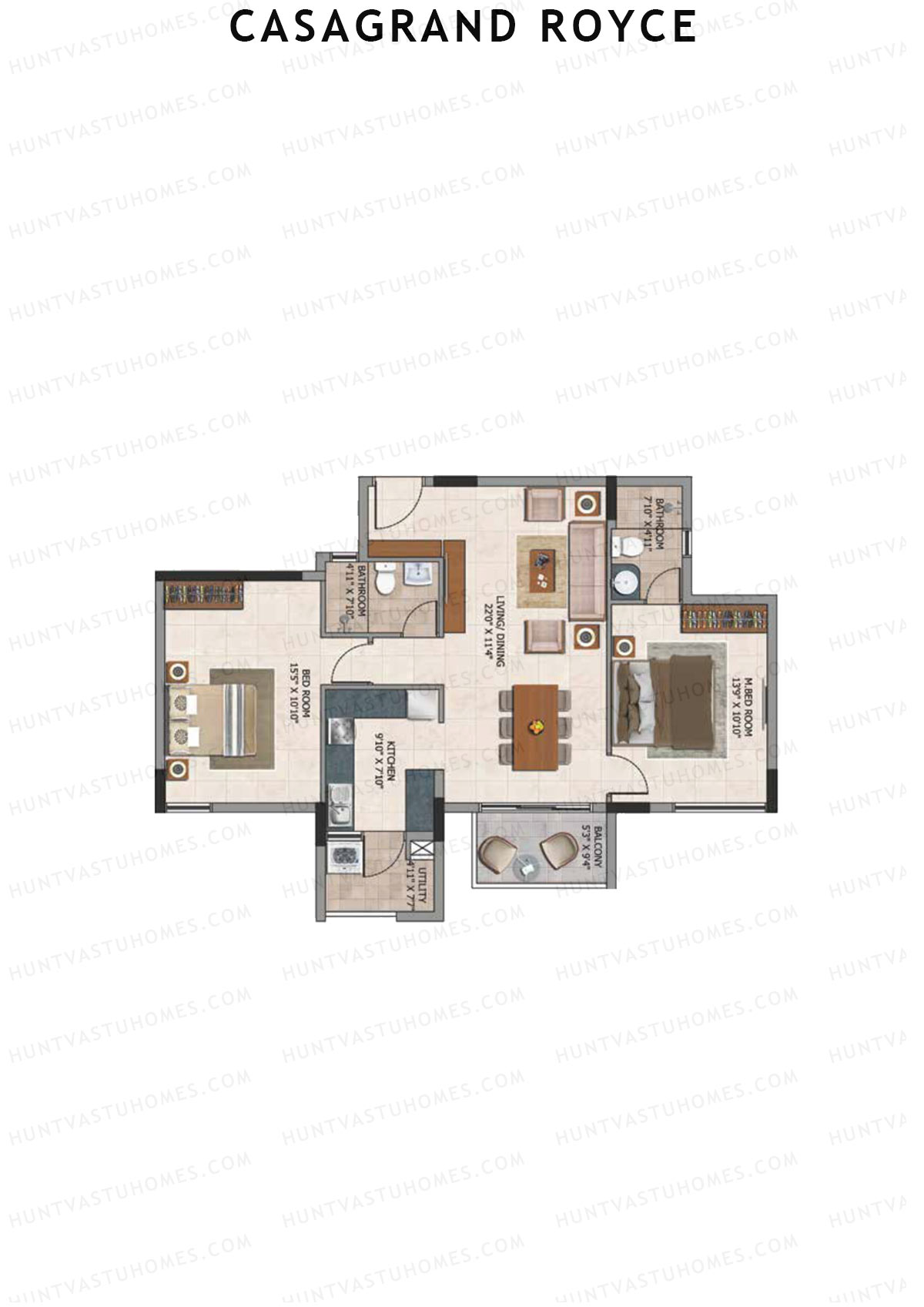 Casagrand Royce Block B Unit 9 (Type 12D) Floor Plan