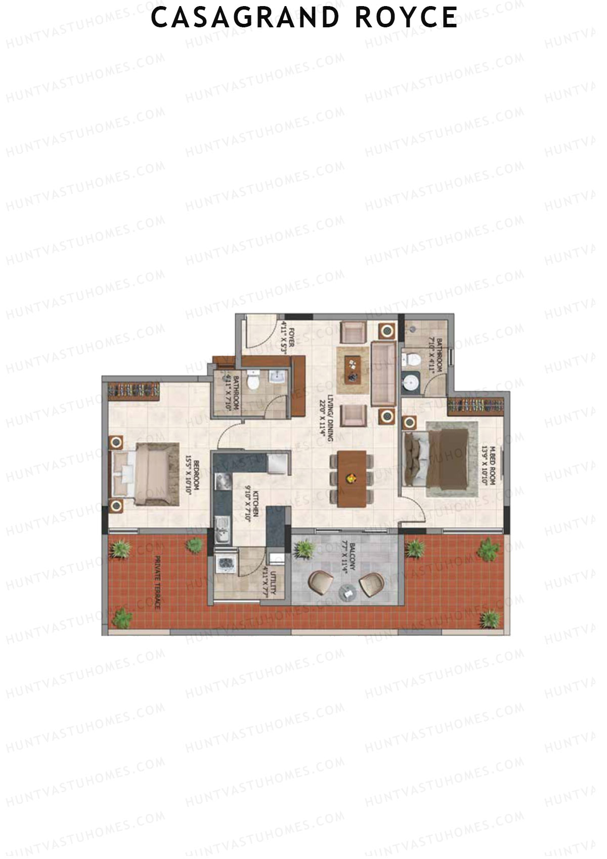 Casagrand Royce Block B Unit 9 (Type 12E) Floor Plan