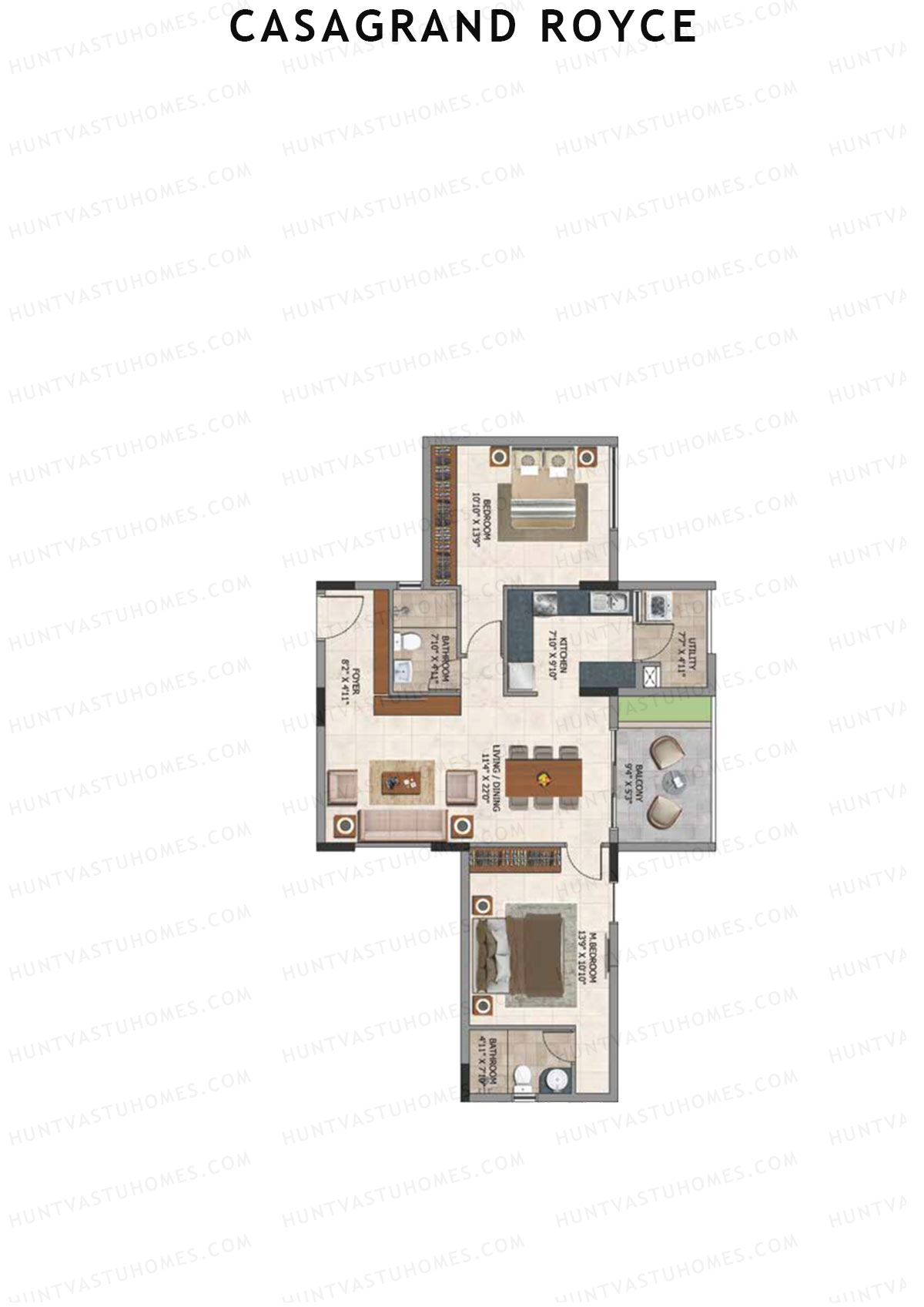 Casagrand Royce Block C Unit 1 (Type 26) Floor Plan