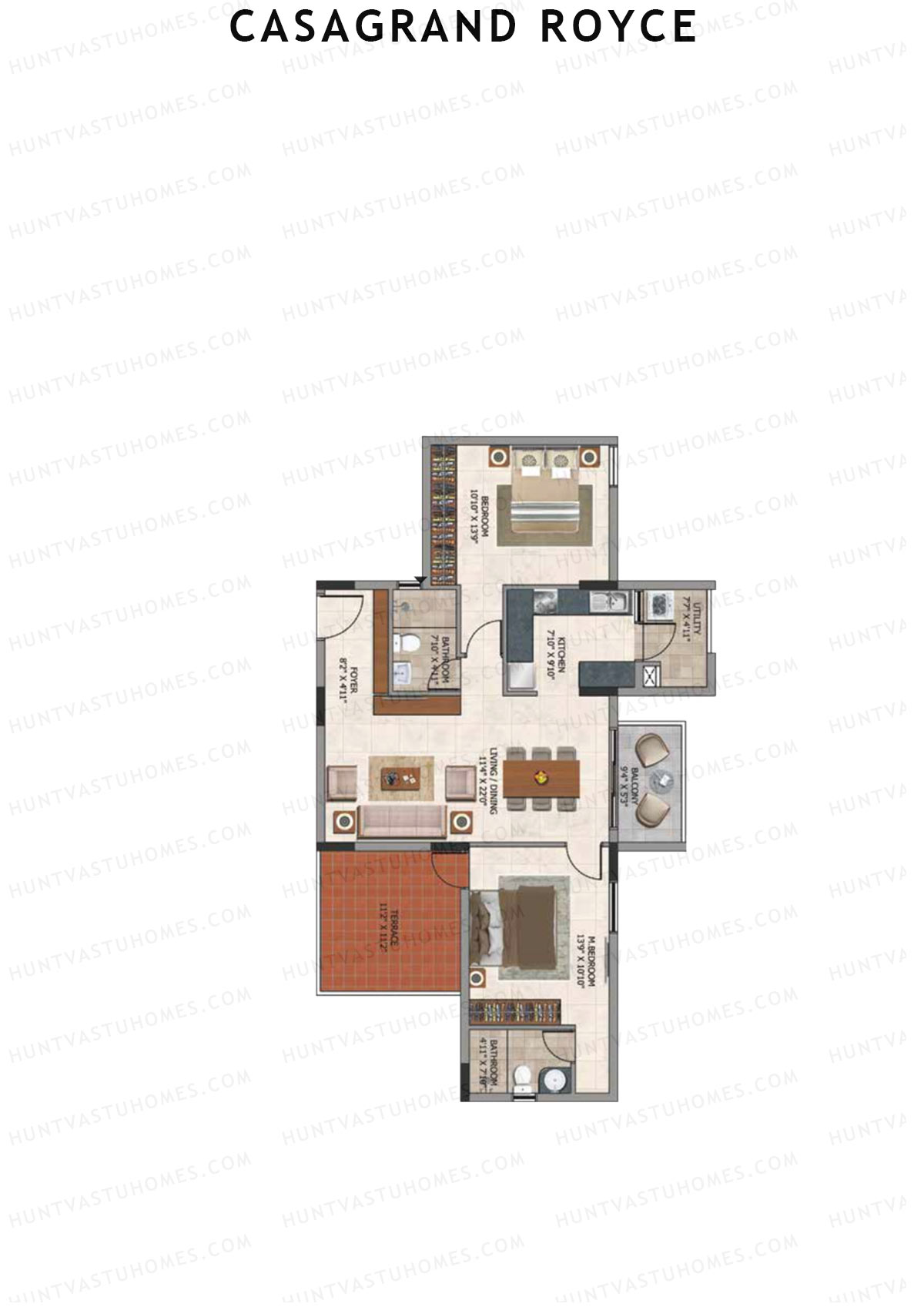 Casagrand Royce Block C Unit 1 (Type 26A) Floor Plan