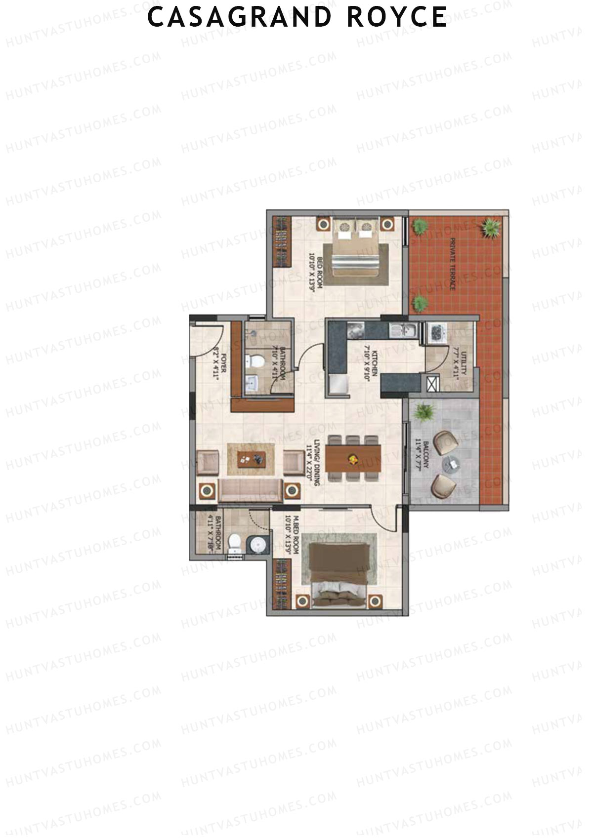 Casagrand Royce Block C Unit 1 (Type 26C) Floor Plan