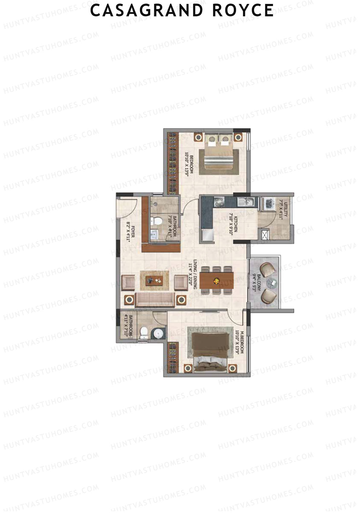 Casagrand Royce Block C Unit 2 (Type 10A) Floor Plan