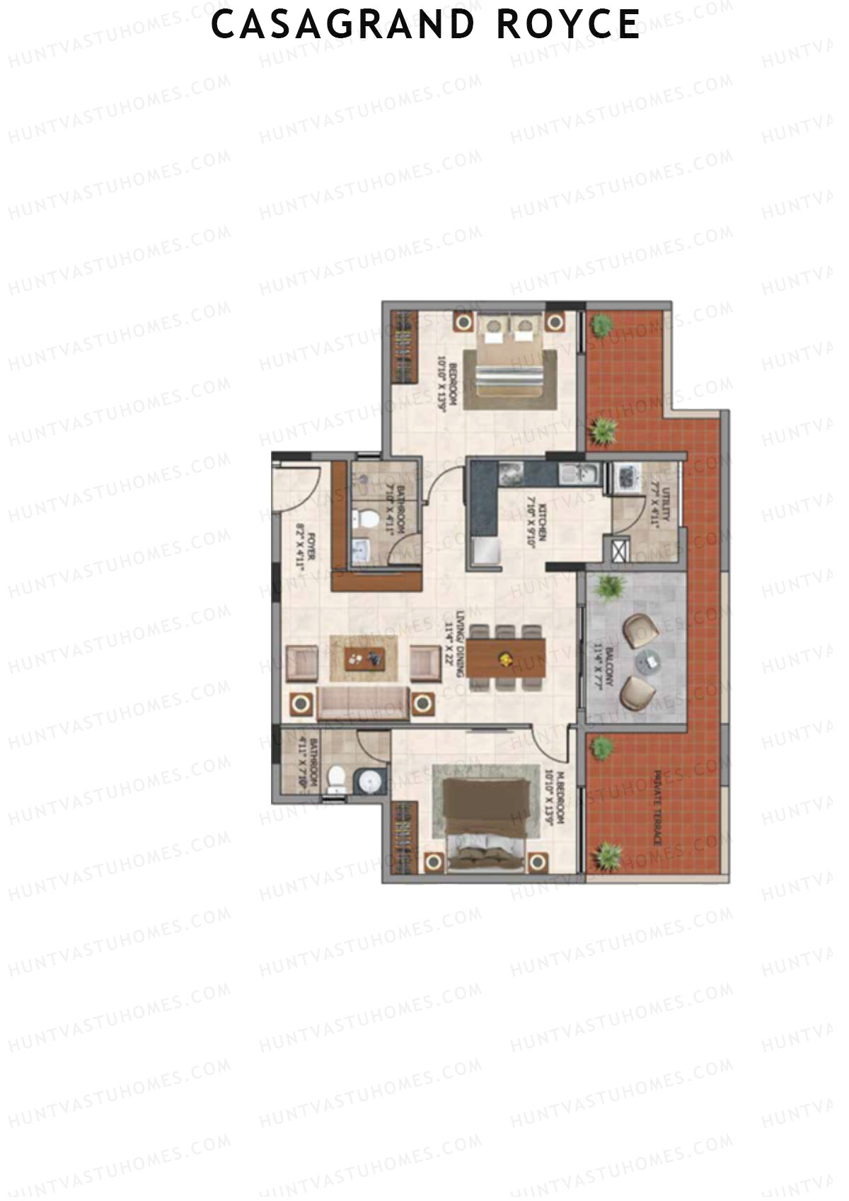 Casagrand Royce Block C Unit 2 (Type 10B) Floor Plan