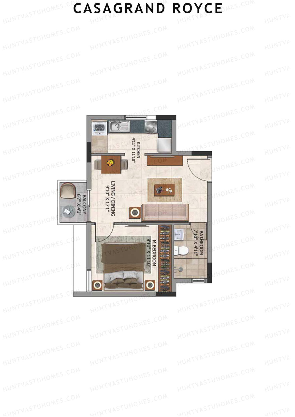 Casagrand Royce Block C Unit 8 (Type 1A) Floor Plan