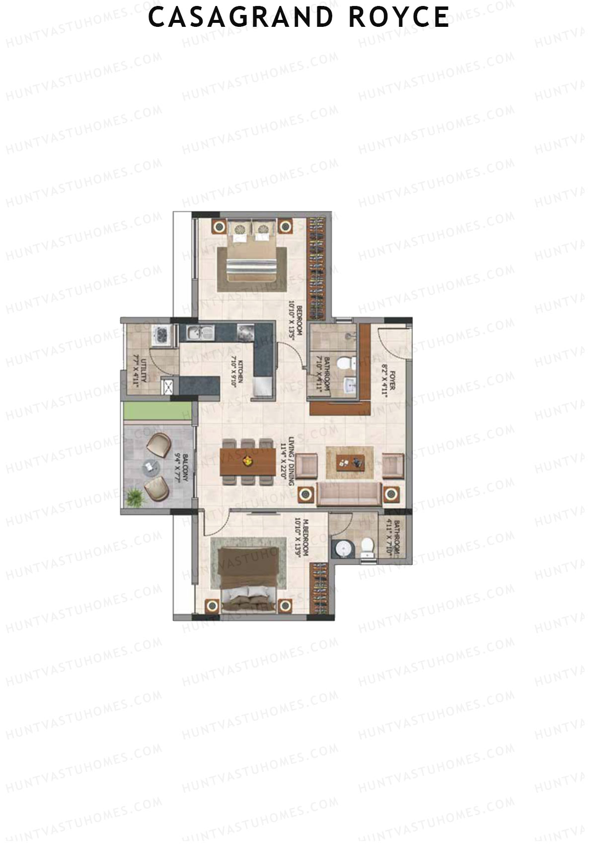 Casagrand Royce Block C Unit 9 (Type 9) Floor Plan