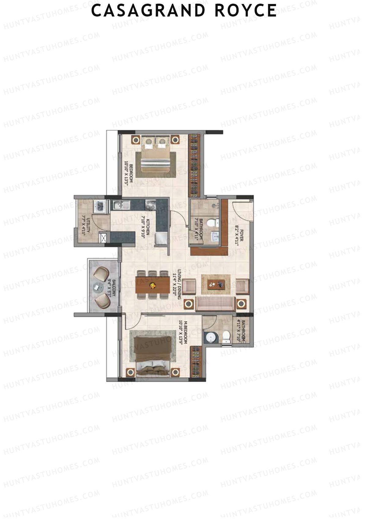 Casagrand Royce Block C Unit 9 (Type 9A) Floor Plan