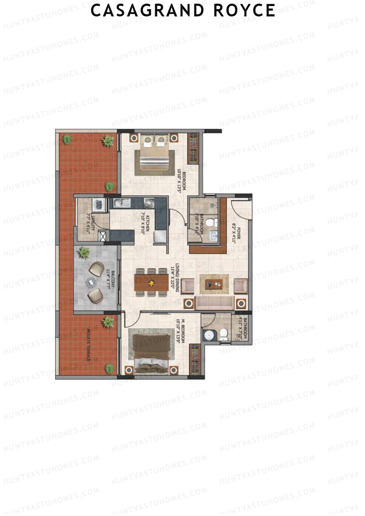 Casagrand Royce Block C Unit 9 (Type 9B) Floor Plan