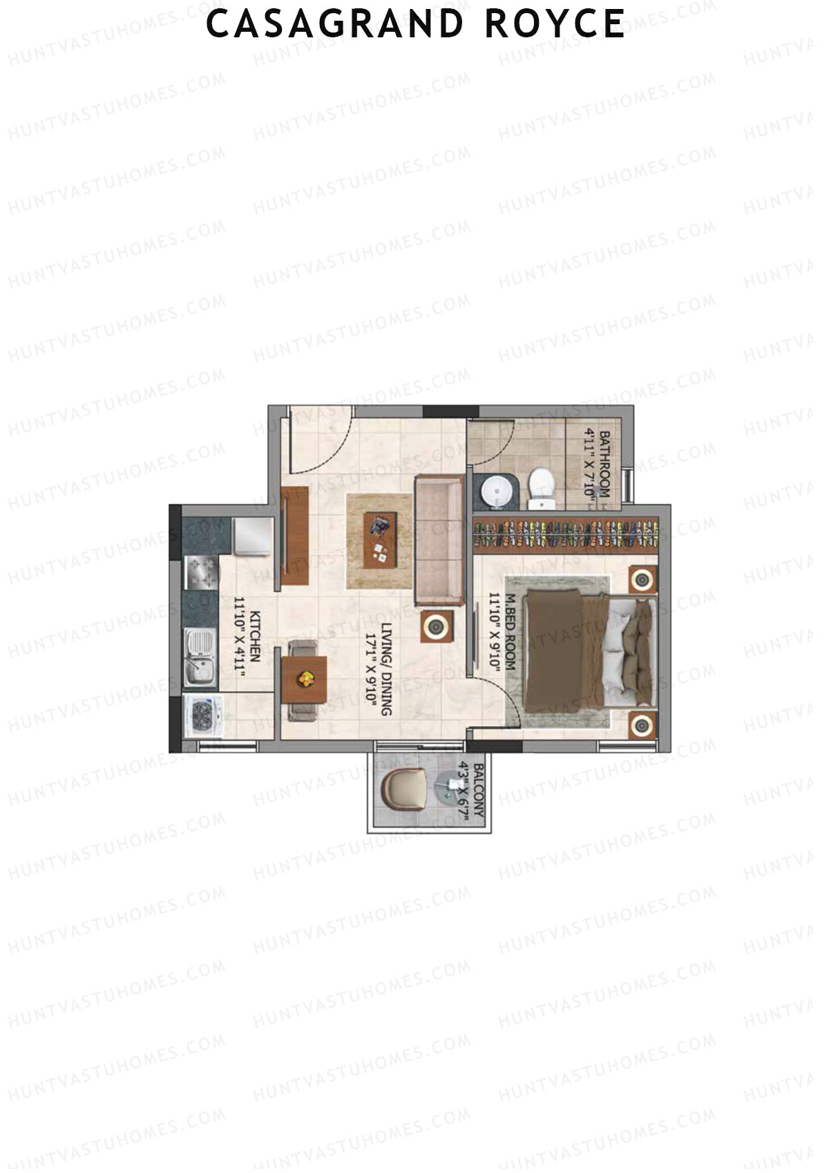 Casagrand Royce Block D Unit 10 (Type 4B) Floor Plan