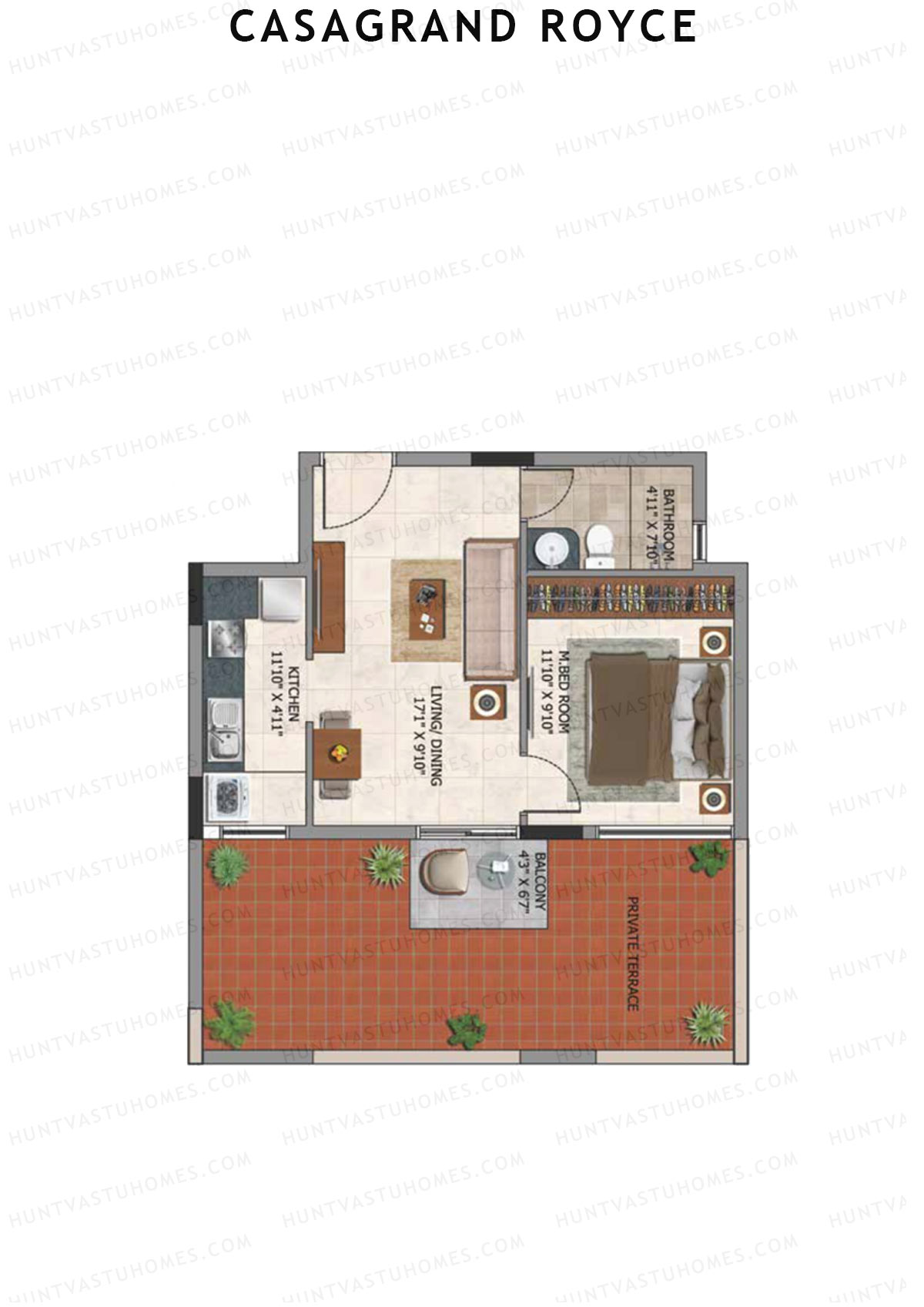 Casagrand Royce Block D Unit 10 (Type 4E) Floor Plan