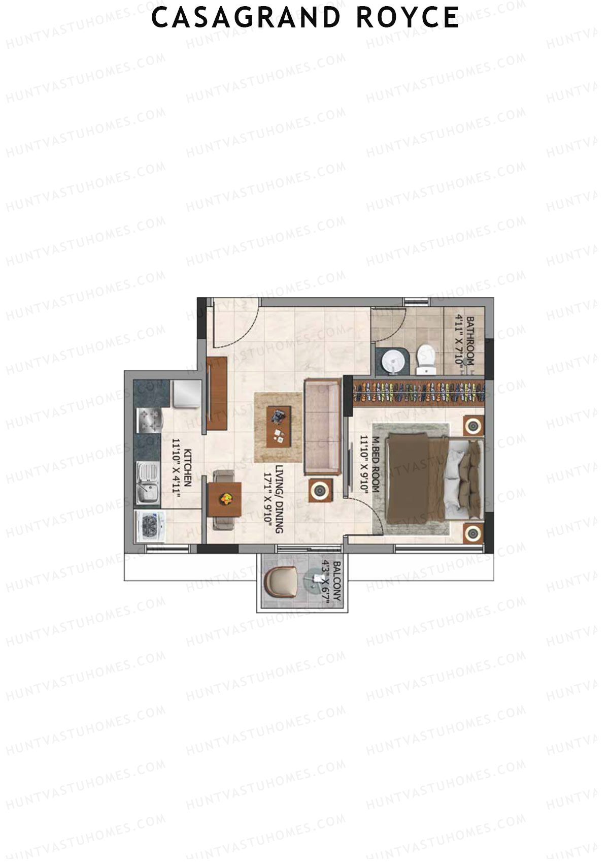 Casagrand Royce Block D Unit 11 (Type 4) Floor Plan