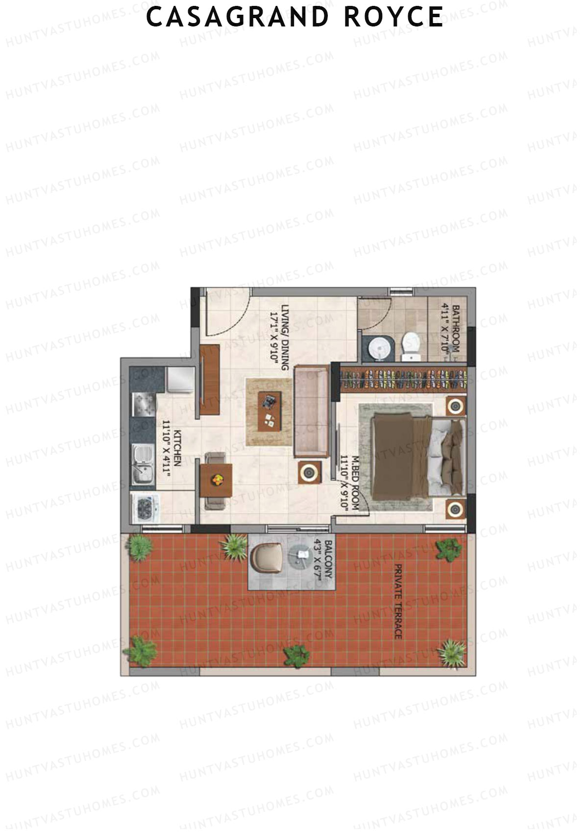 Casagrand Royce Block D Unit 11 (Type 4D) Floor Plan
