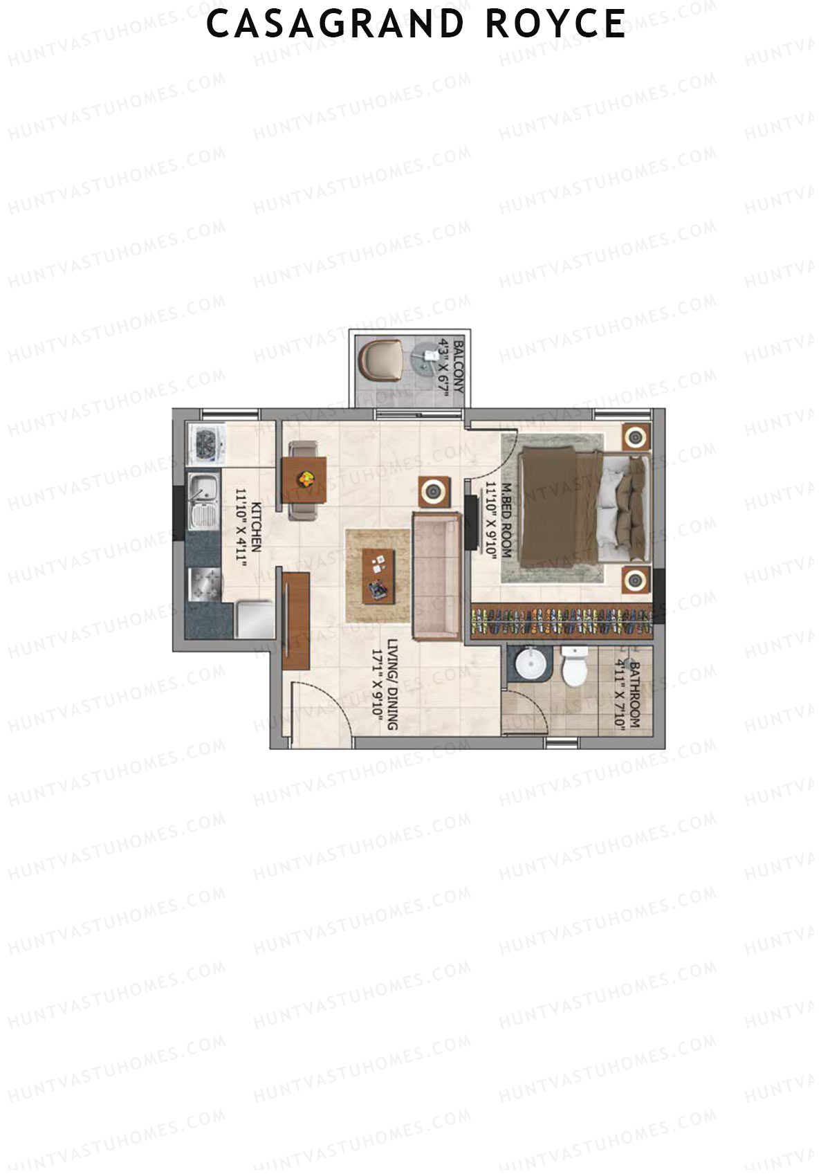 Casagrand Royce Block D Unit 1 (Type 23A) Floor Plan