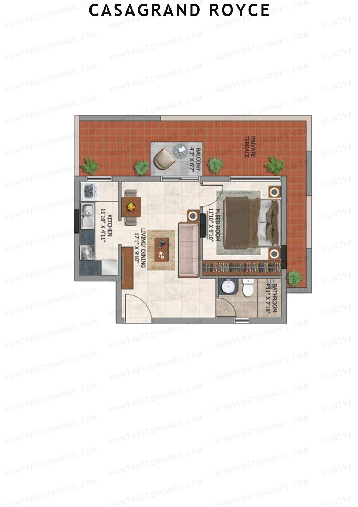 Casagrand Royce Block D Unit 1 (Type 23B) Floor Plan