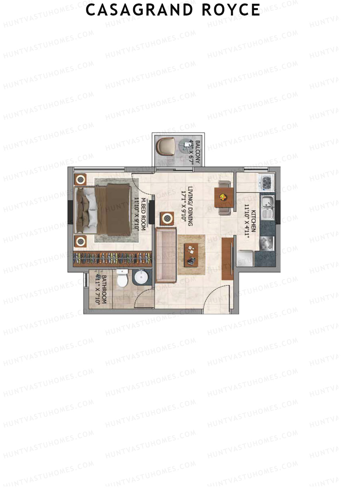 Casagrand Royce Block D Unit 2 (Type 3) Floor Plan