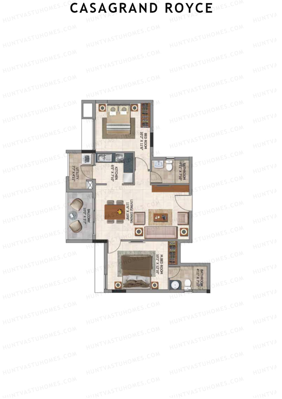 Casagrand Royce Block D Unit 4 (Type 27) Floor Plan