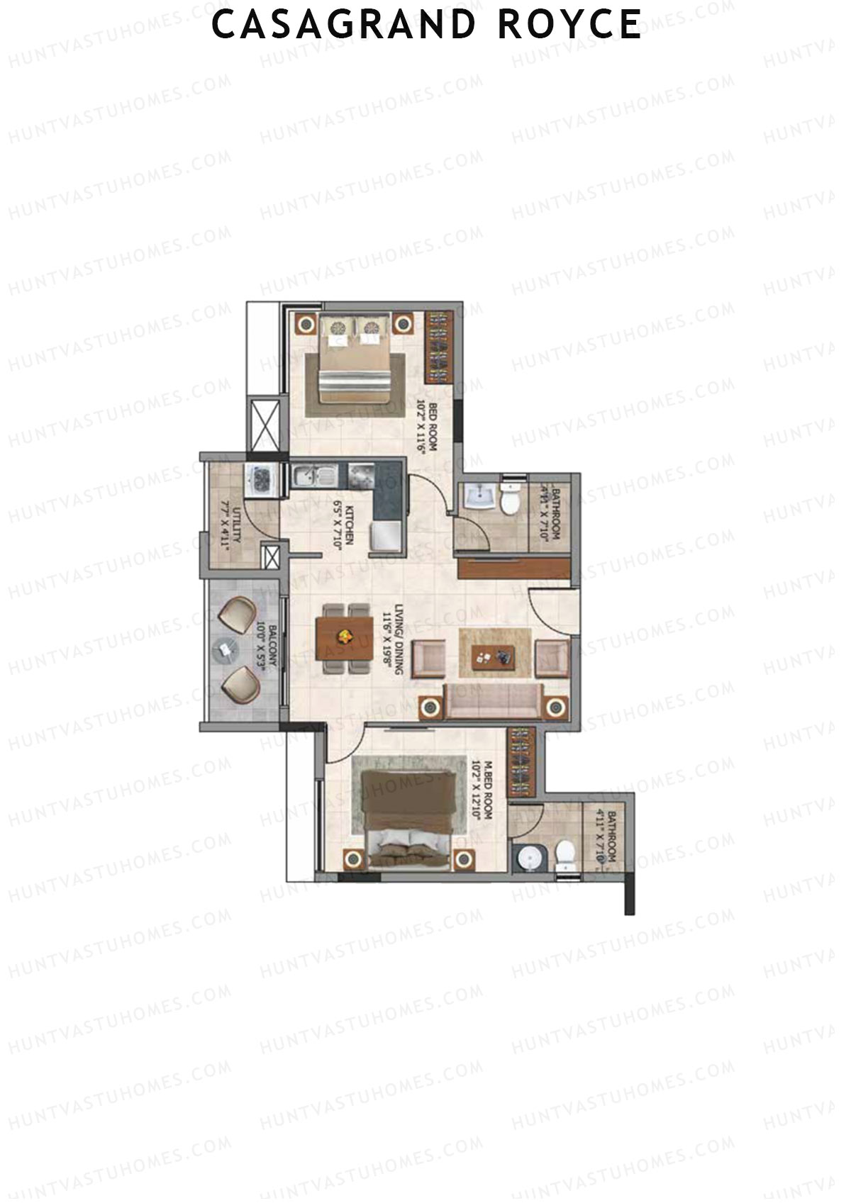Casagrand Royce Block D Unit 4 (Type 27A) Floor Plan
