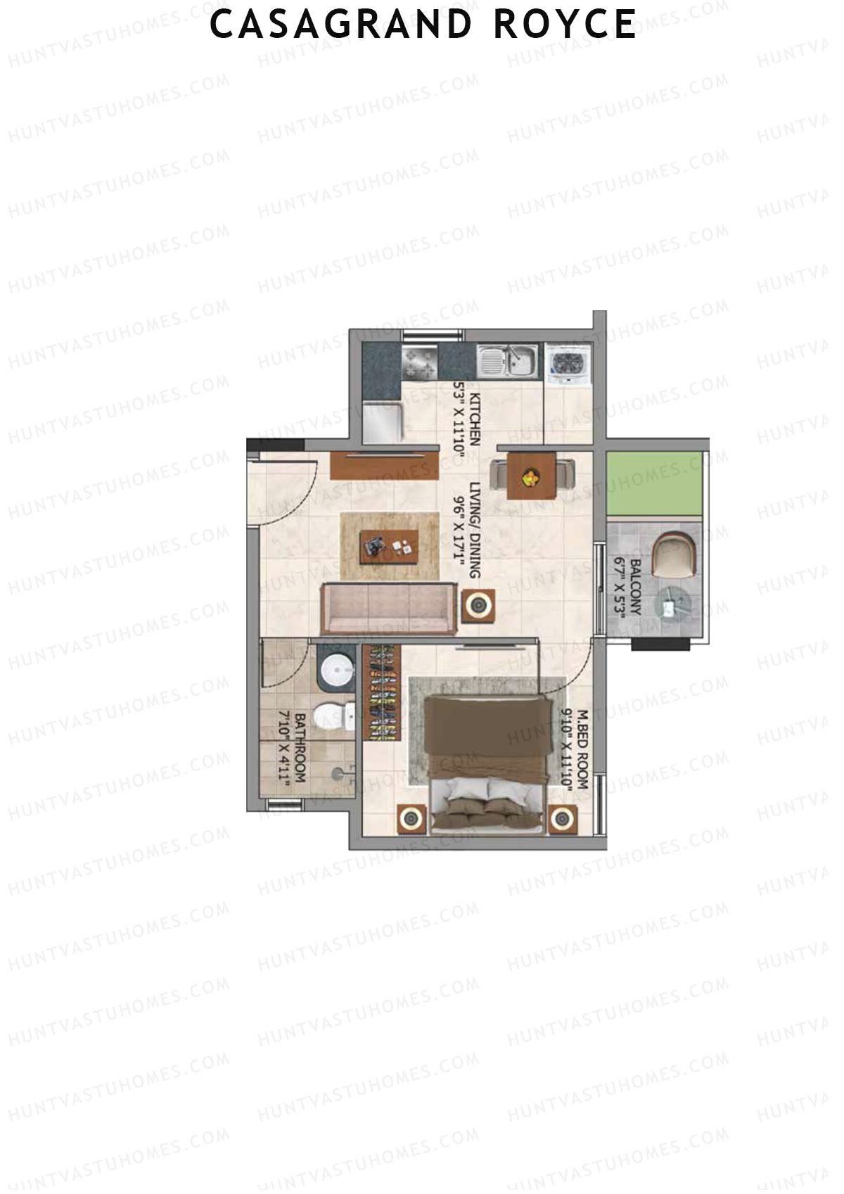 Casagrand Royce Block D Unit 8 (Type 22A) Floor Plan