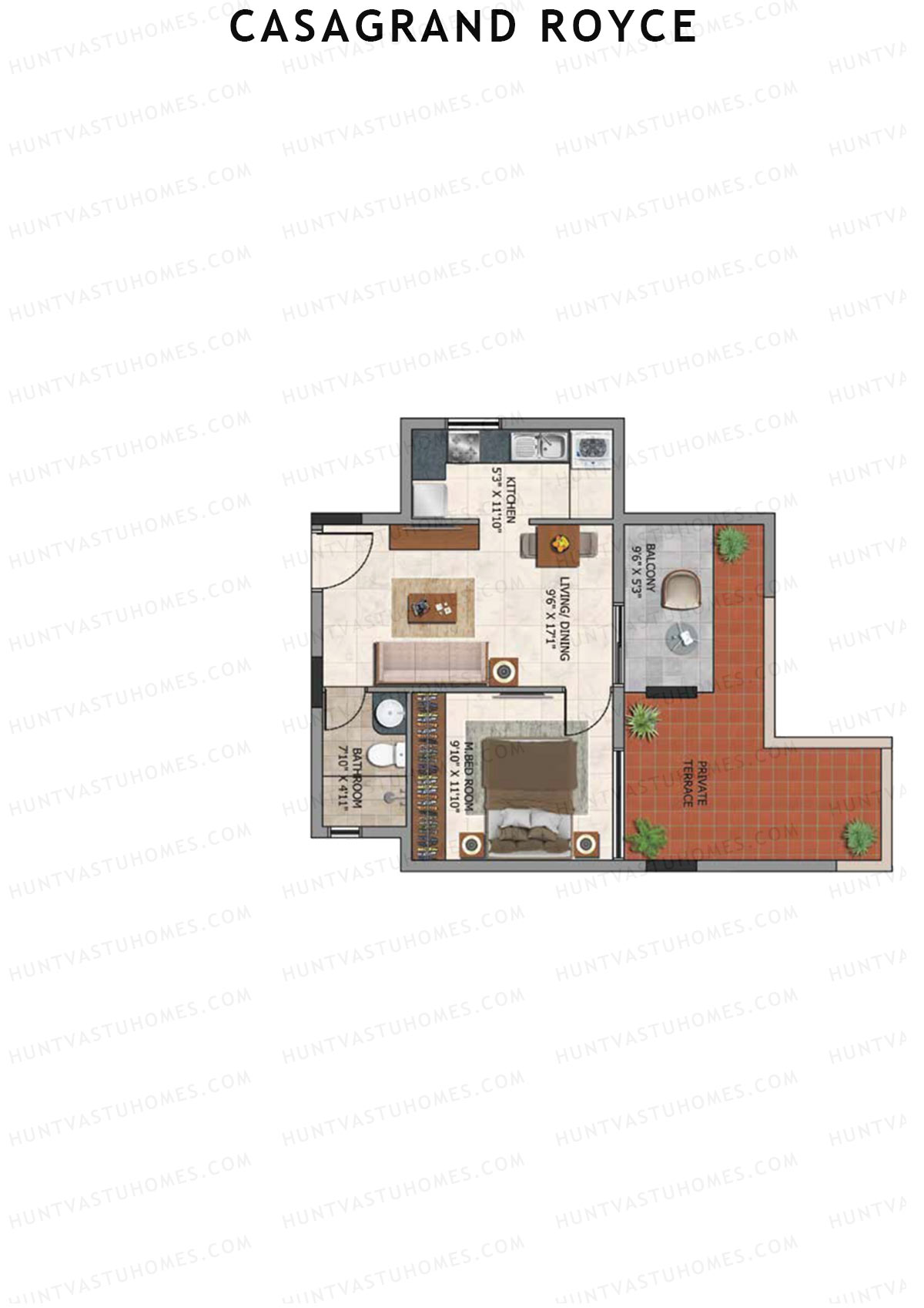 Casagrand Royce Block D Unit 8 (Type 22B) Floor Plan