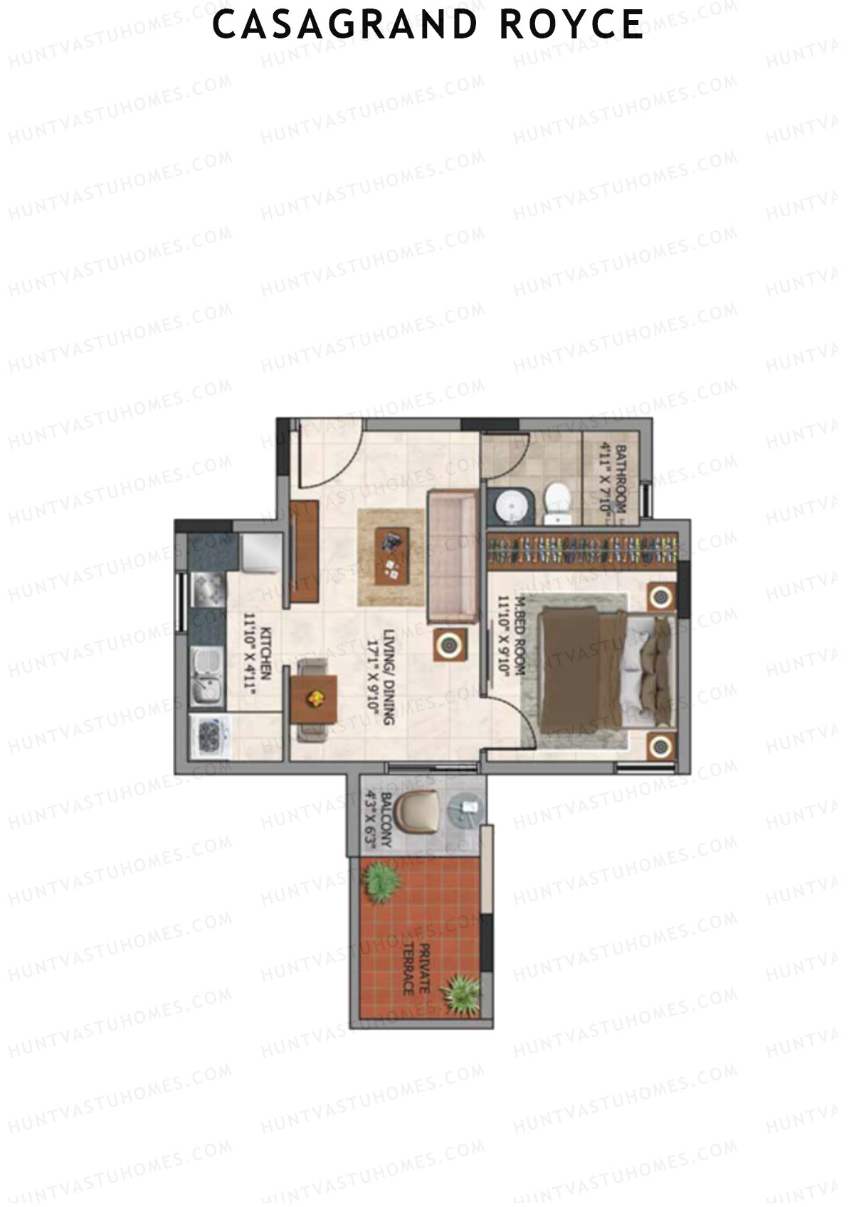 Casagrand Royce Block D Unit 9 (Type 4F) Floor Plan