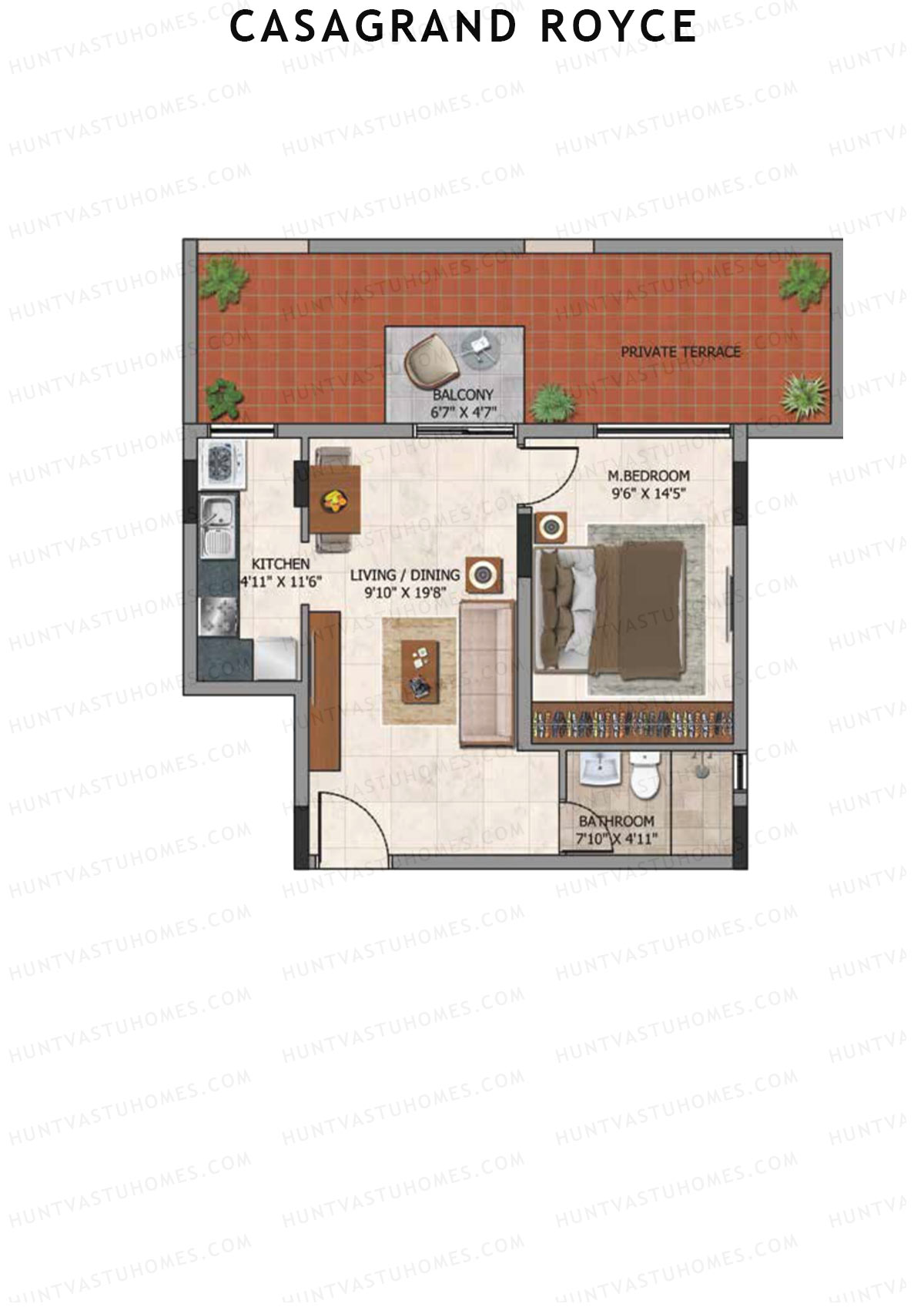 Casagrand Royce Block E Unit 2 (Type 2E) Floor Plan