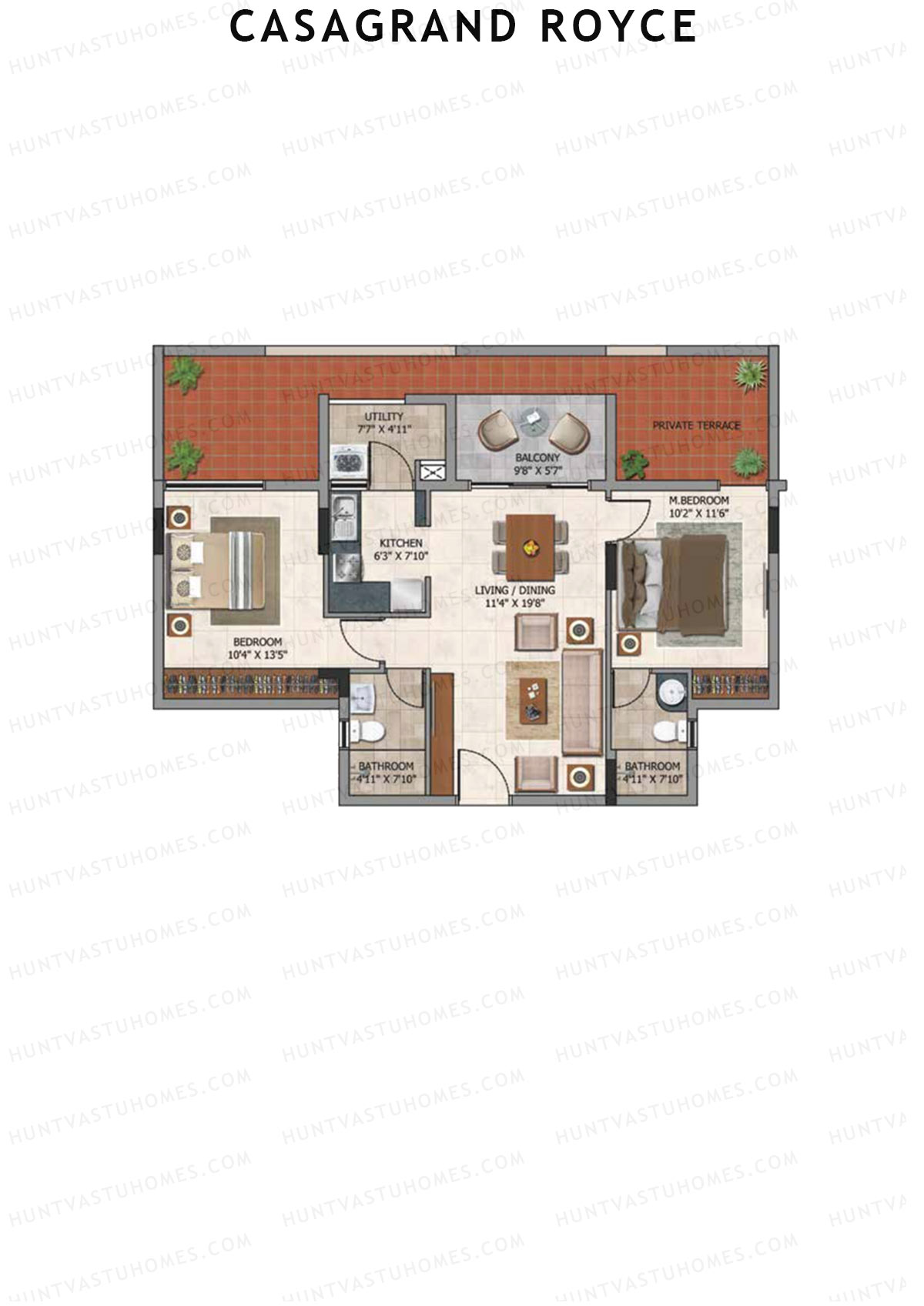 Casagrand Royce Block E Unit 3 (Type 29E) Floor Plan
