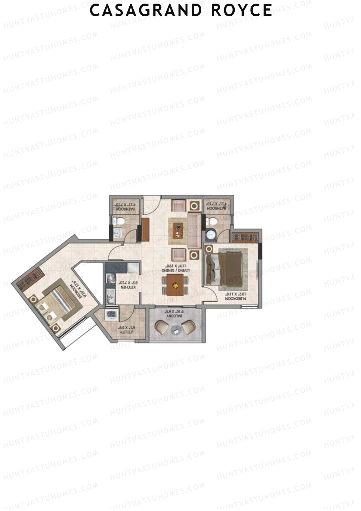 Casagrand Royce Block E Unit 5 (Type 28) Floor Plan