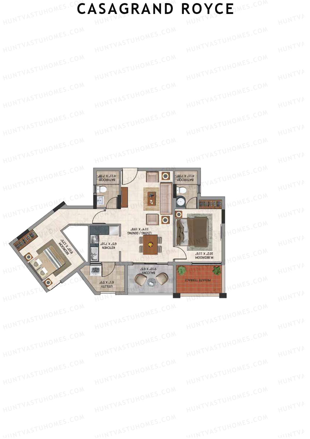 Casagrand Royce Block E Unit 5 (Type 28B) Floor Plan
