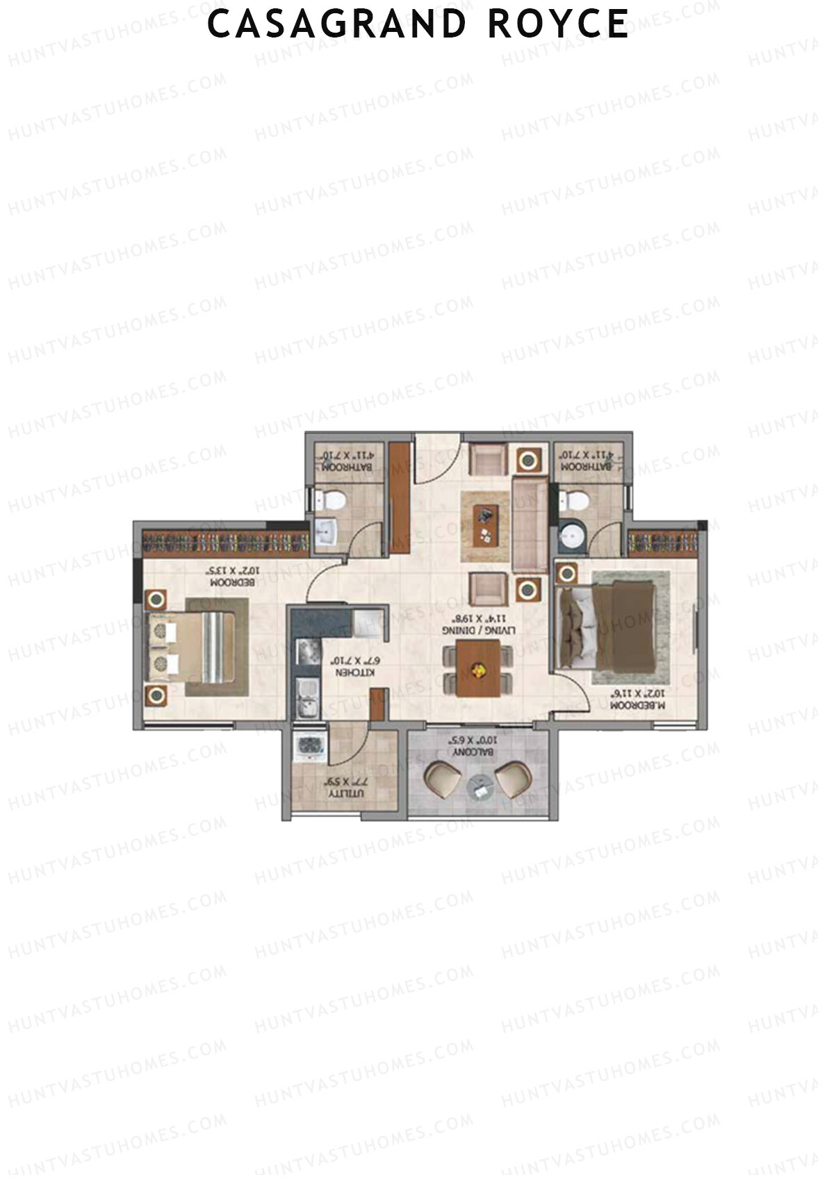 Casagrand Royce Block E Unit 6 (Type 5B) Floor Plan