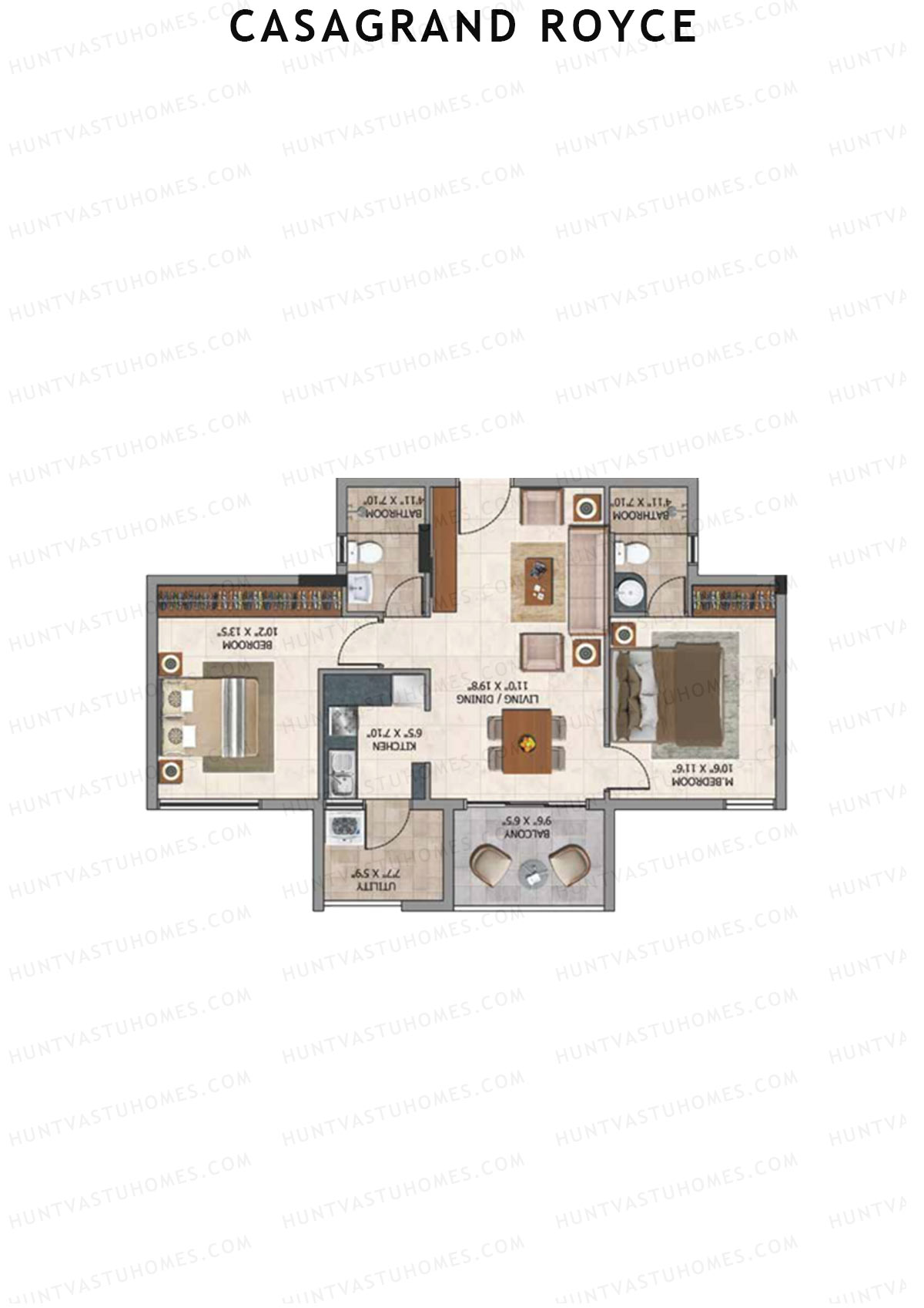 Casagrand Royce Block E Unit 7 (Type 5H) Floor Plan