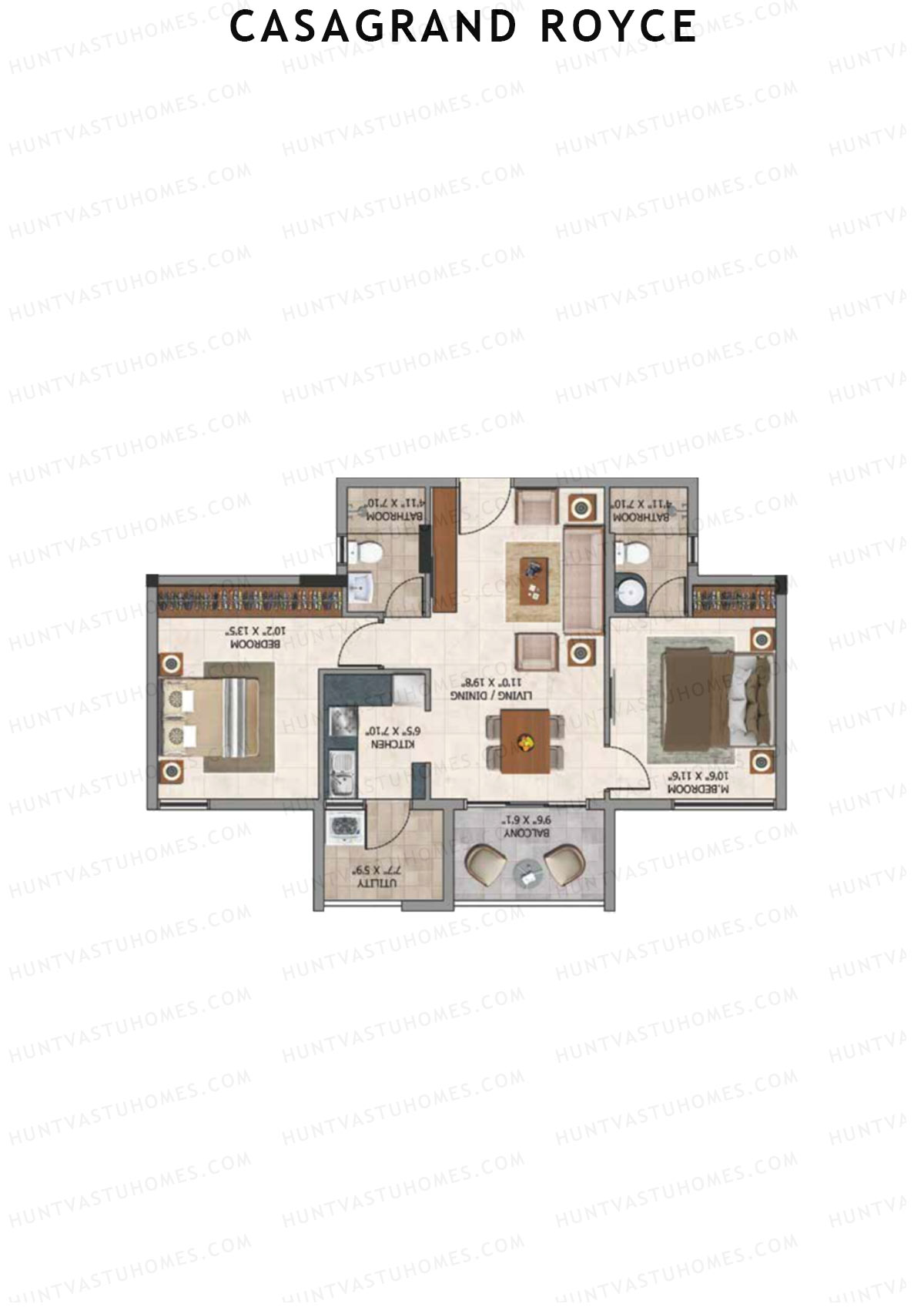 Casagrand Royce Block E Unit 7 (Type 5I) Floor Plan