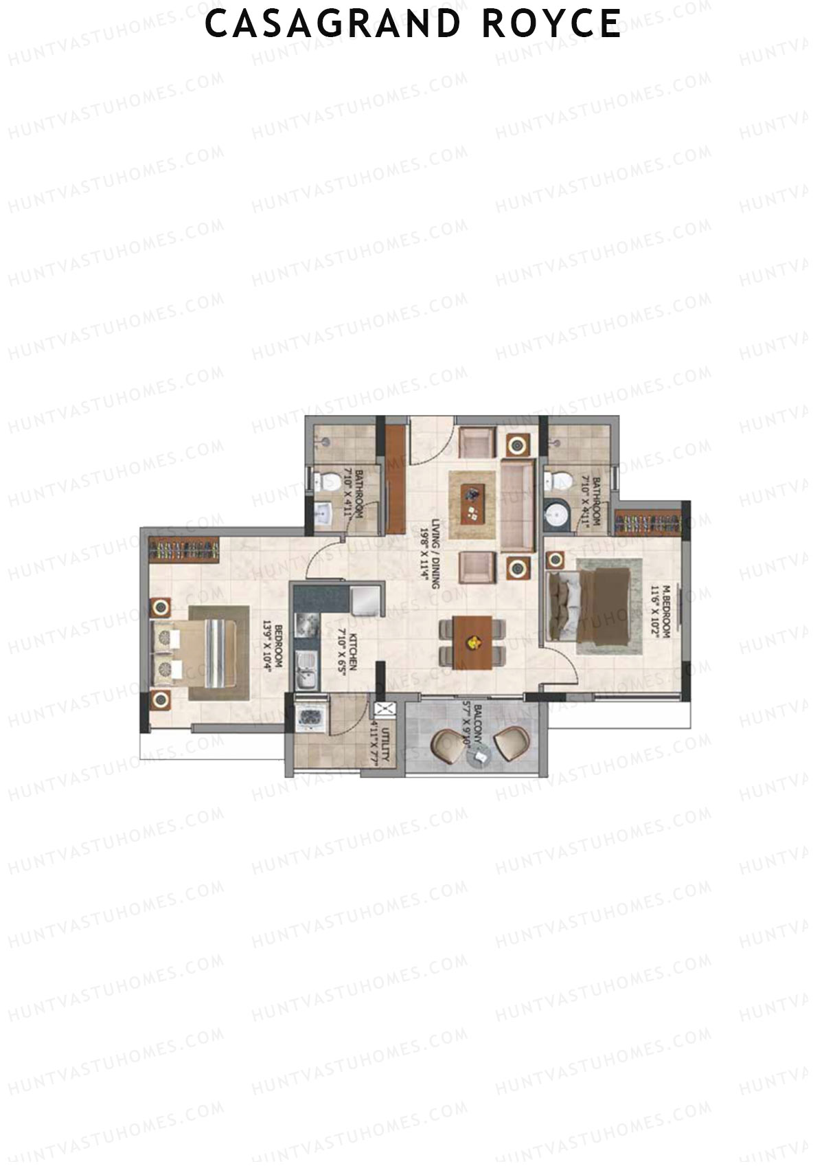 Casagrand Royce Block F Unit 2 (Type 8D) Floor Plan