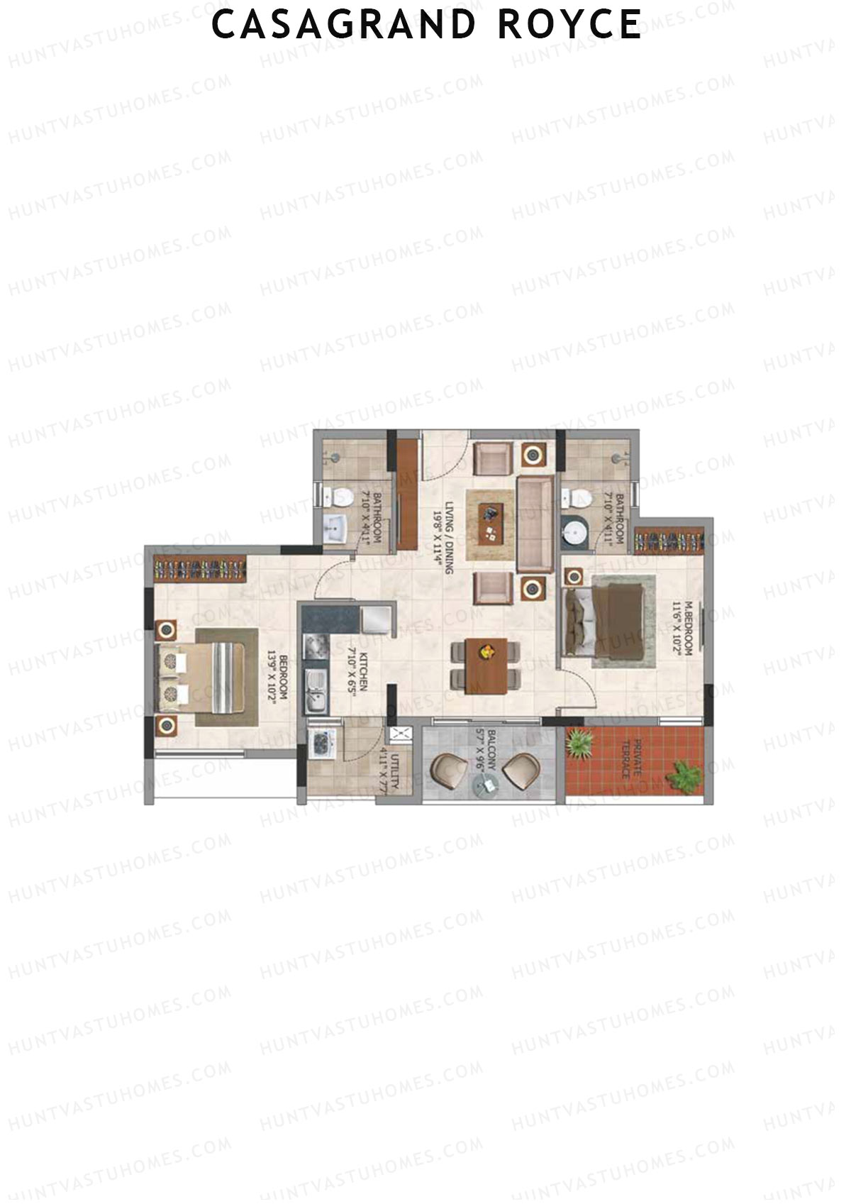 Casagrand Royce Block F Unit 2 (Type 8G) Floor Plan