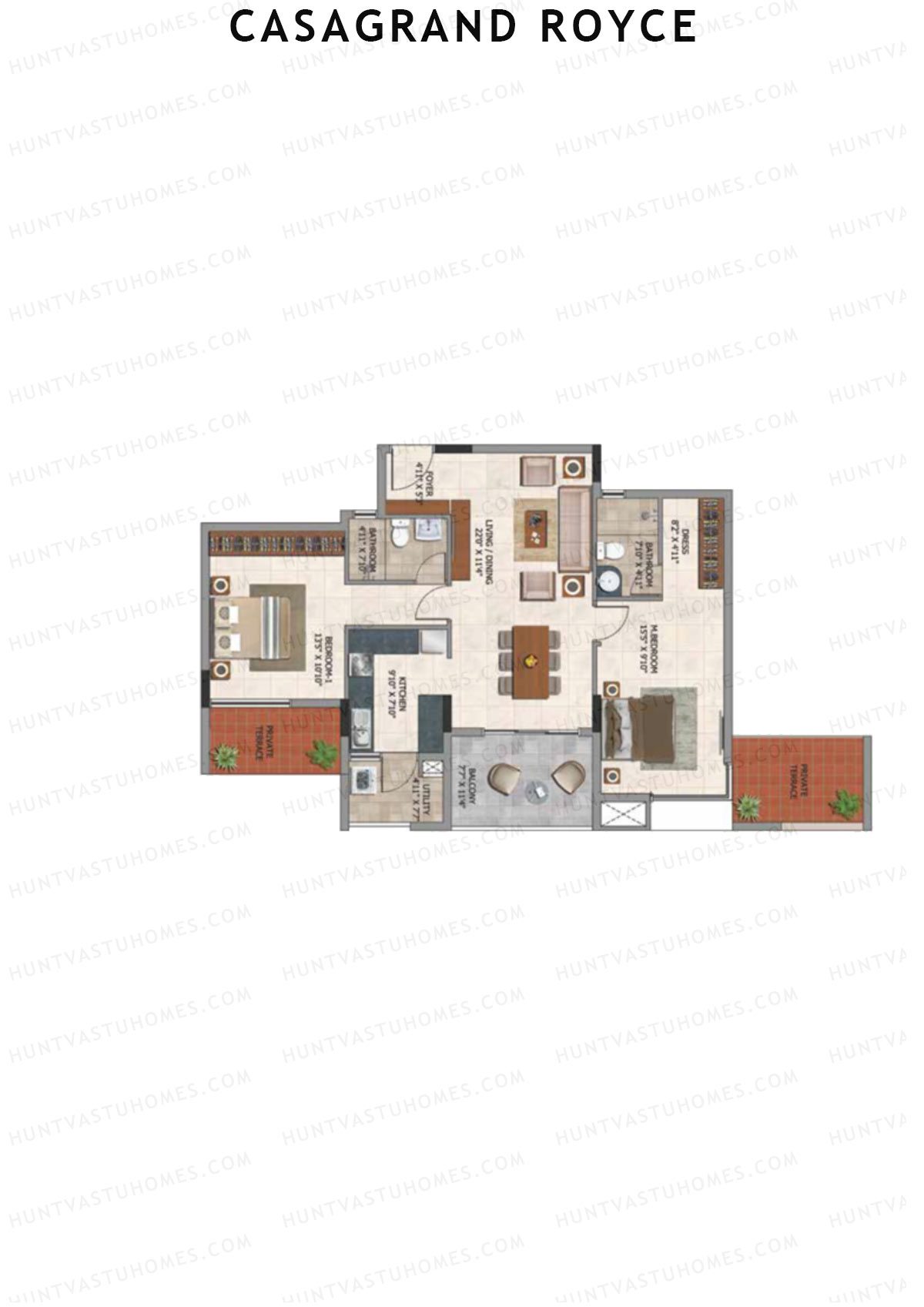 Casagrand Royce Block F Unit 3 (Type 41) Floor Plan