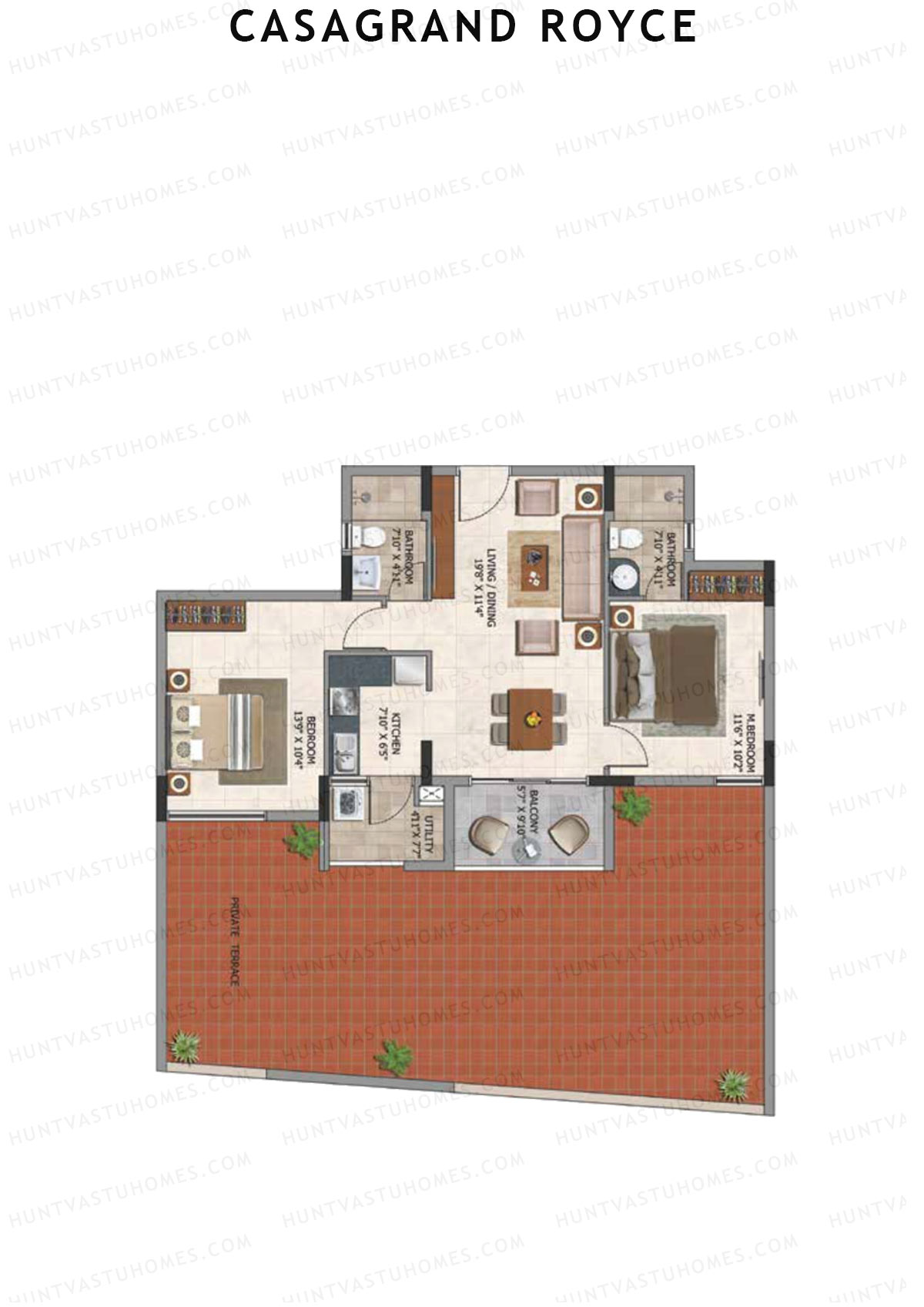 Casagrand Royce Block F Unit 5 (Type 8F) Floor Plan