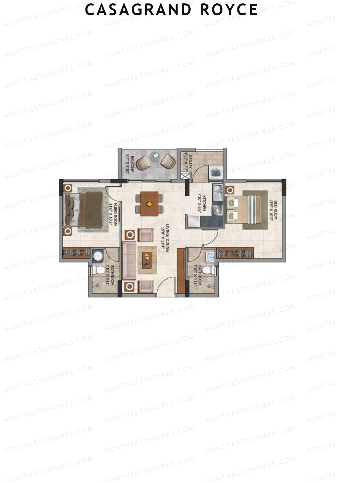Casagrand Royce Block F Unit 6 (Type 7) Floor Plan