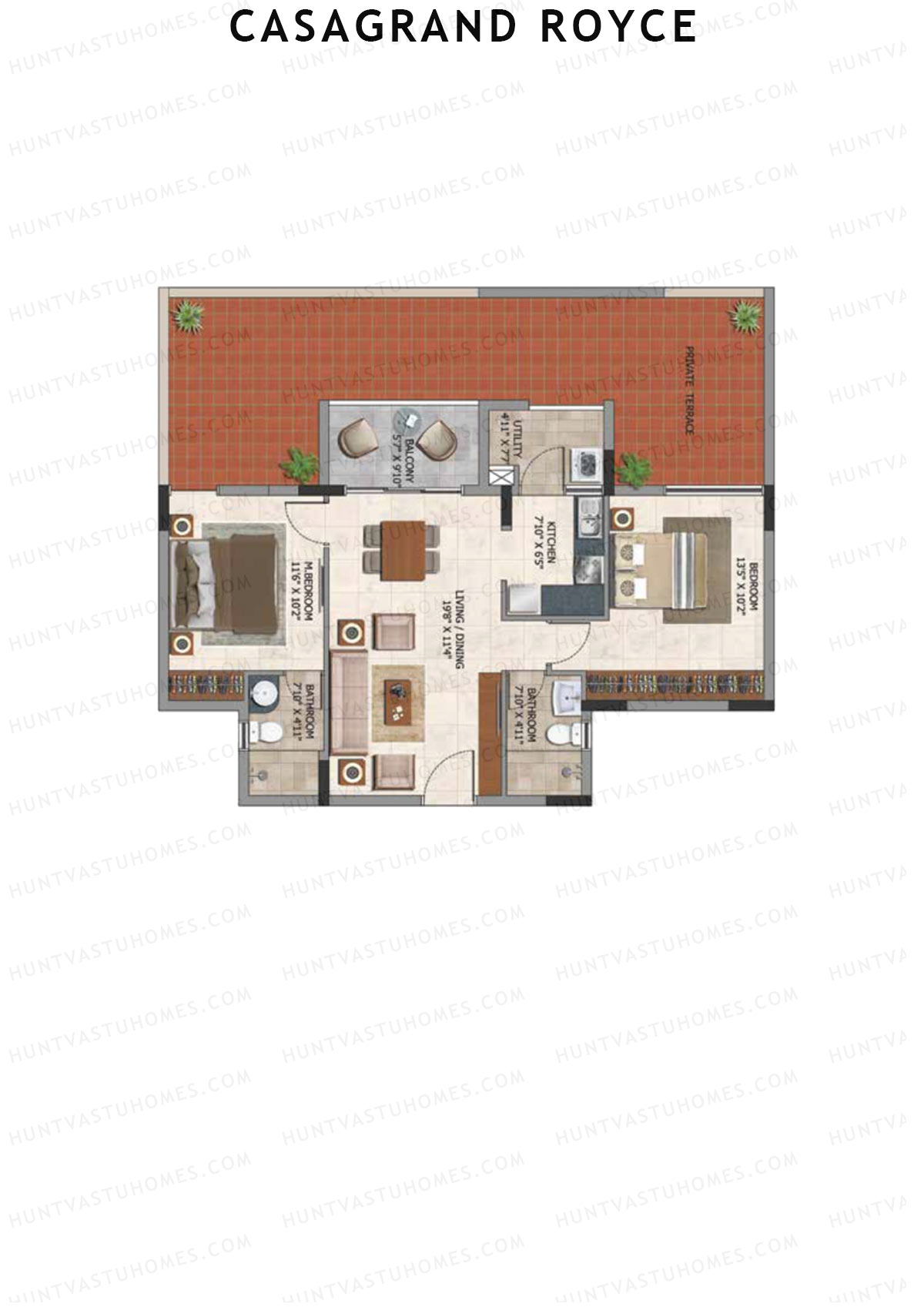 Casagrand Royce Block F Unit 6 (Type 7C) Floor Plan