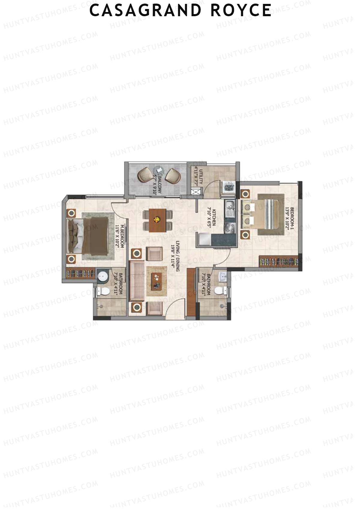 Casagrand Royce Block F Unit 9 (Type 7D) Floor Plan