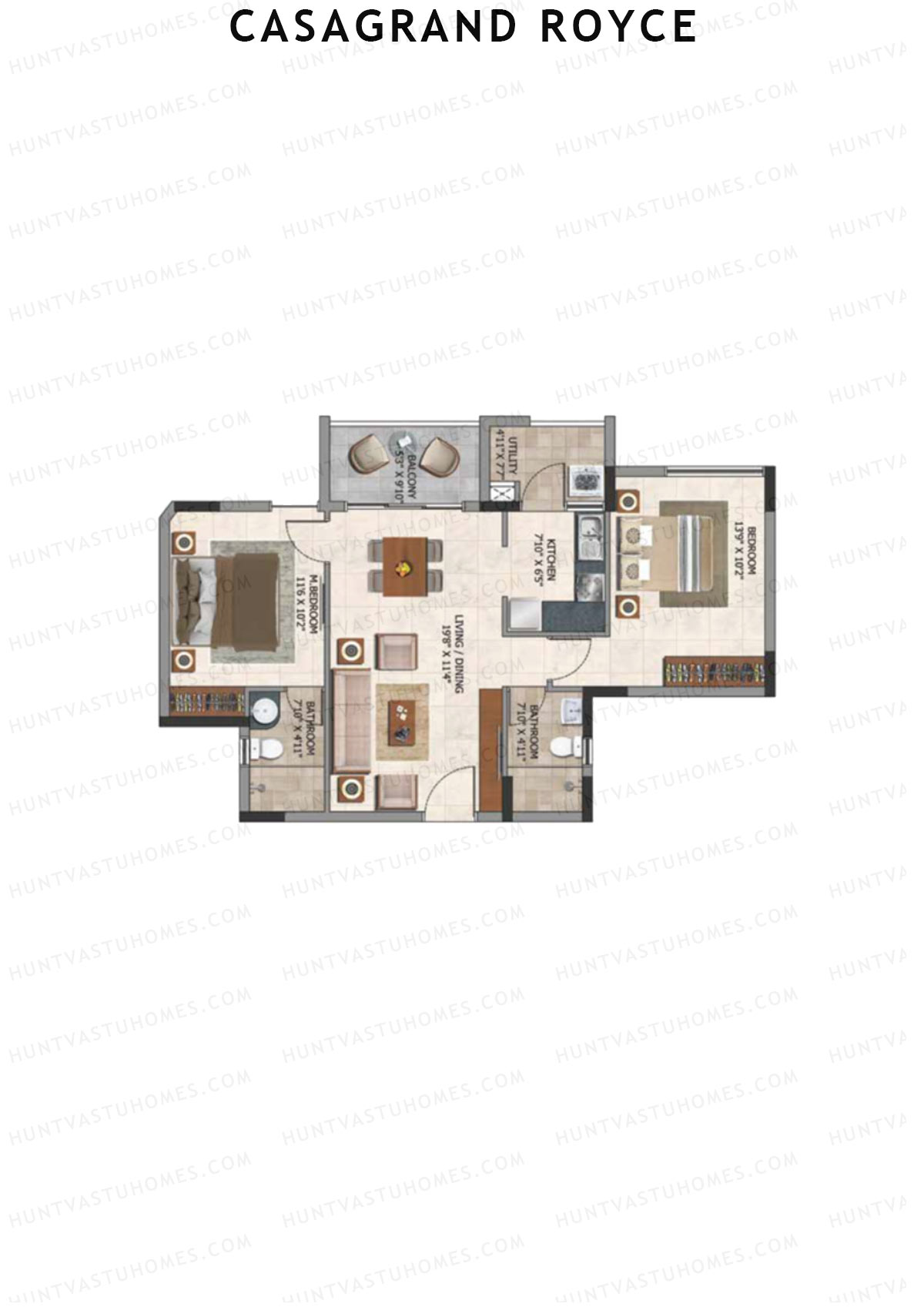 Casagrand Royce Block F Unit 9 (Type 7E) Floor Plan