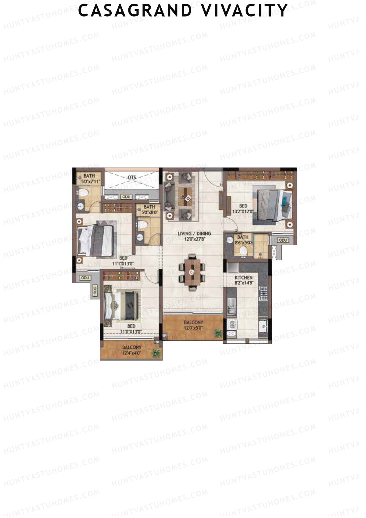Casagrand Vivacity Tower 1 Unit A11 Floor Plan