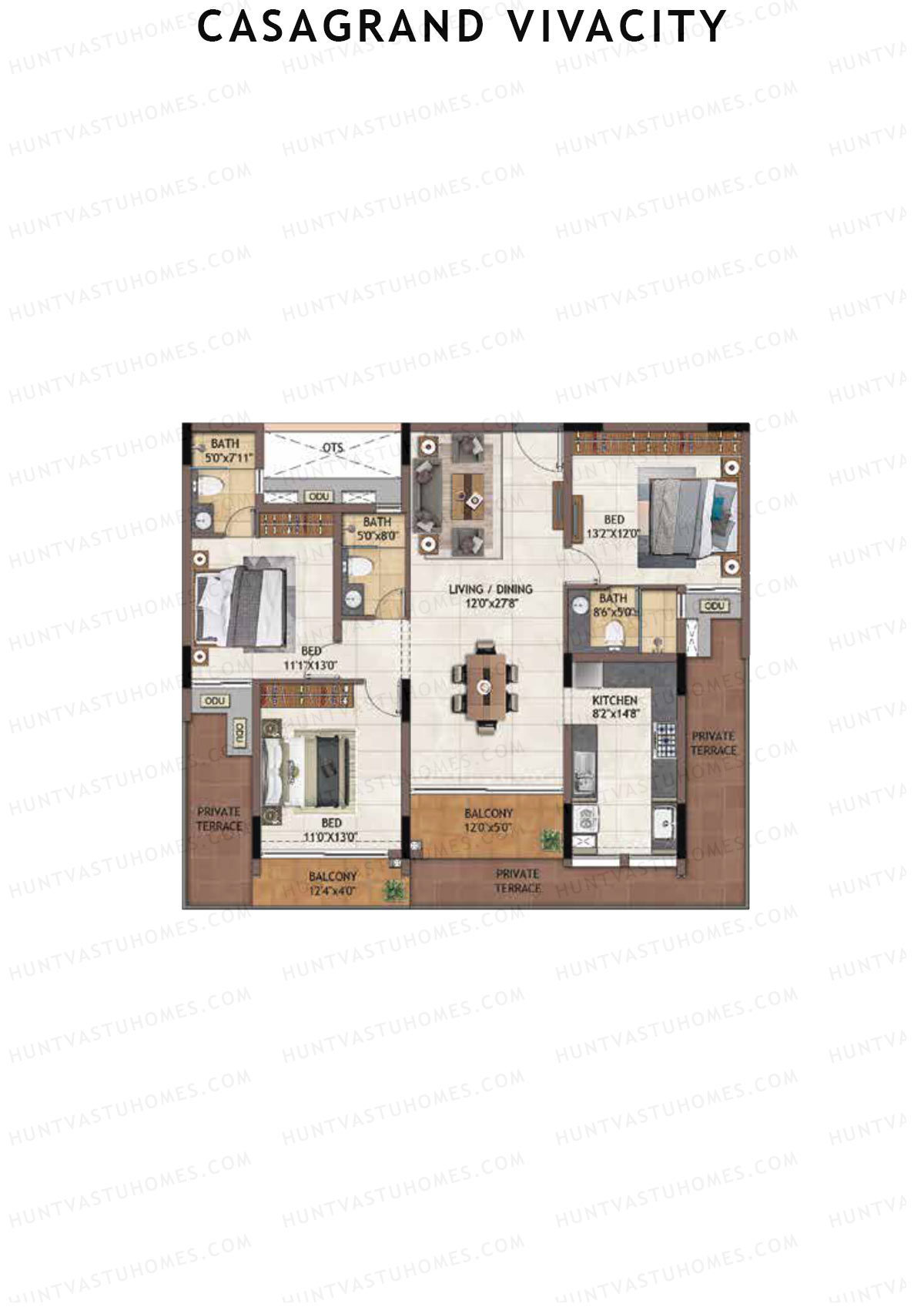 Casagrand Vivacity Tower 1 Unit A11 Floor Plan