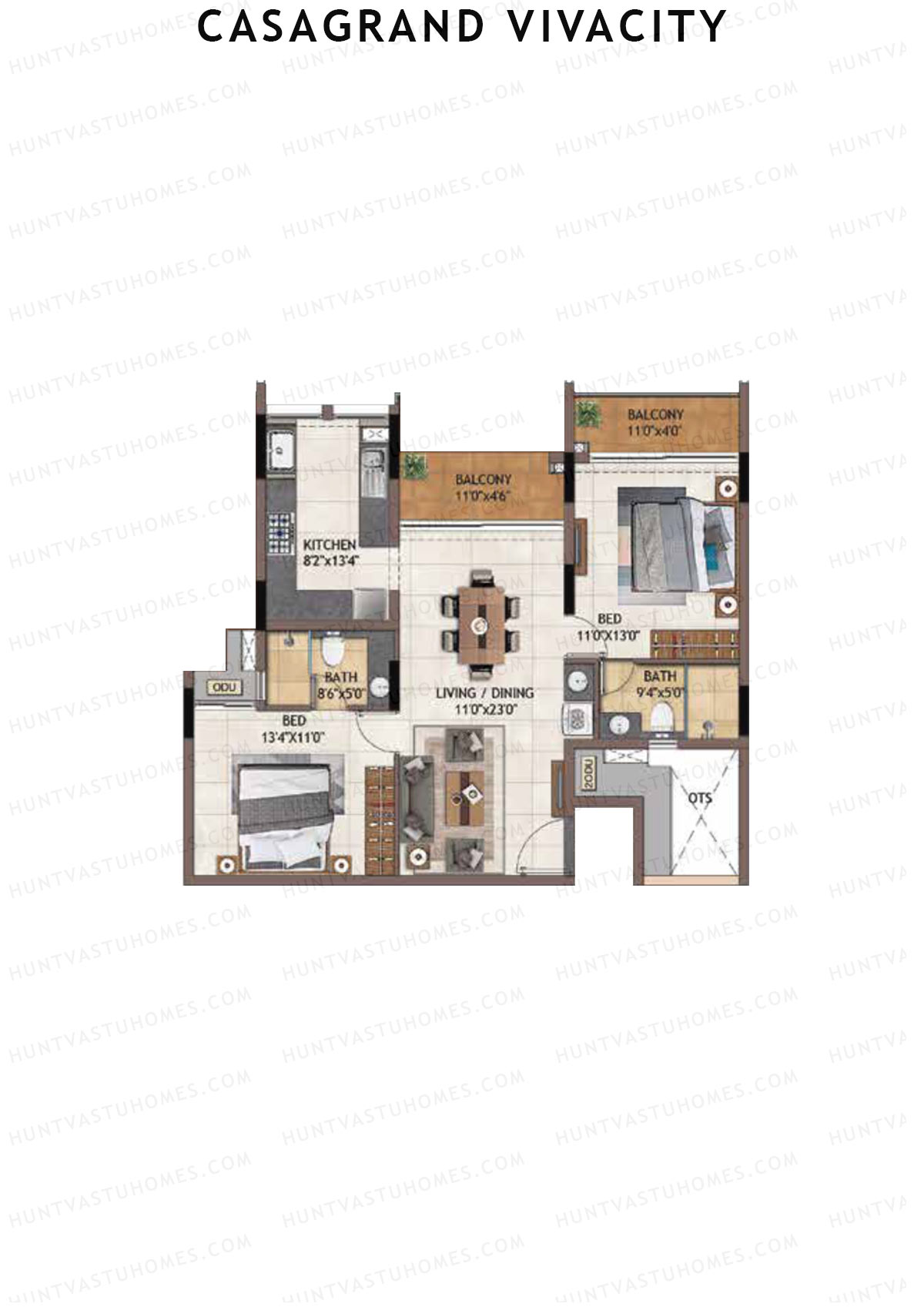 Casagrand Vivacity Tower 1 Unit A13 Floor Plan