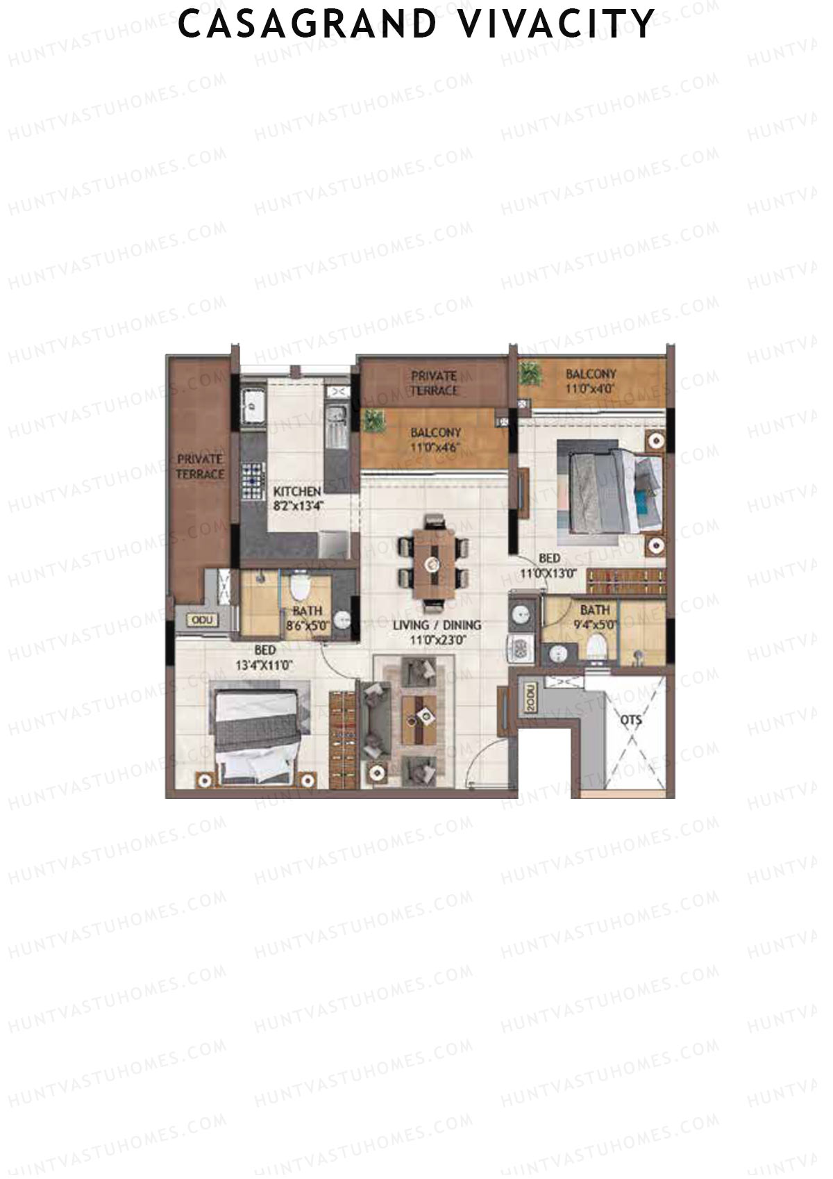 Casagrand Vivacity Tower 1 Unit A14 Floor Plan