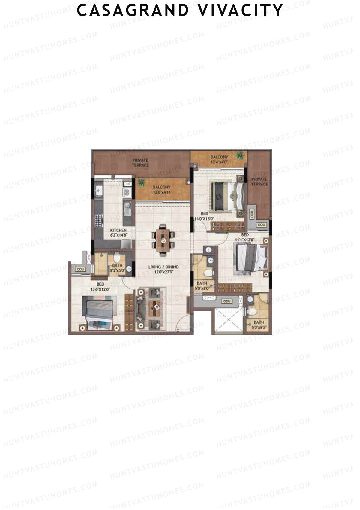 Casagrand Vivacity Tower 1 Unit A3 Floor Plan