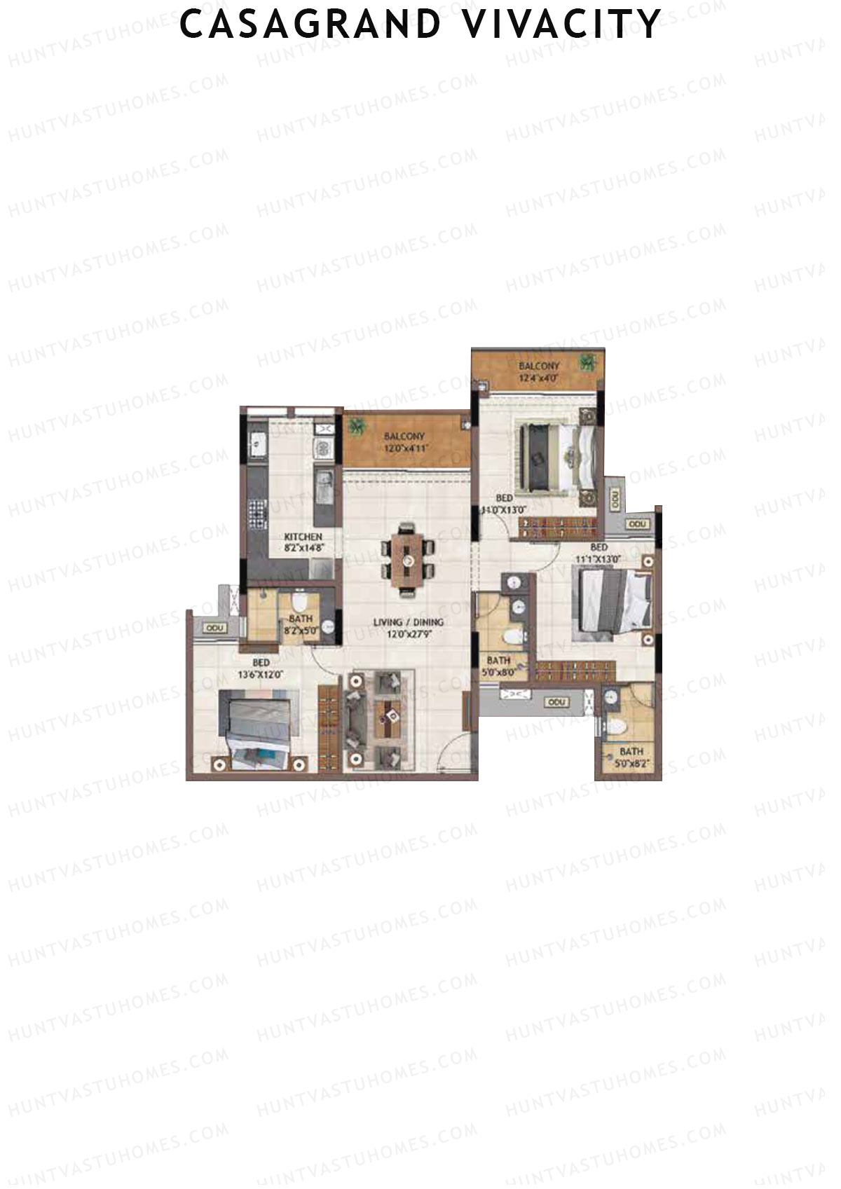 Casagrand Vivacity Tower 1 Unit A5 Floor Plan
