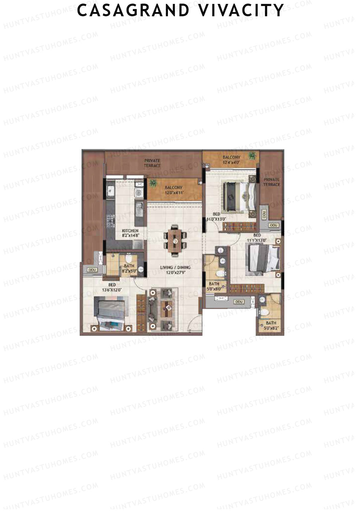 Casagrand Vivacity Tower 1 Unit A5 Floor Plan