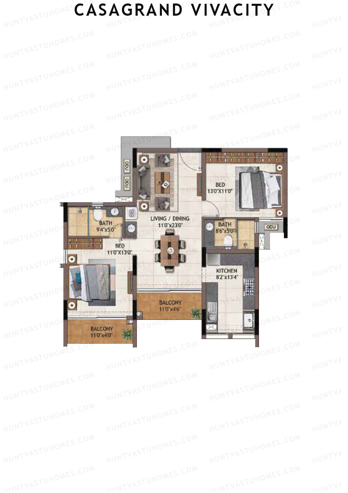 Casagrand Vivacity Tower 1 Unit B10 Floor Plan