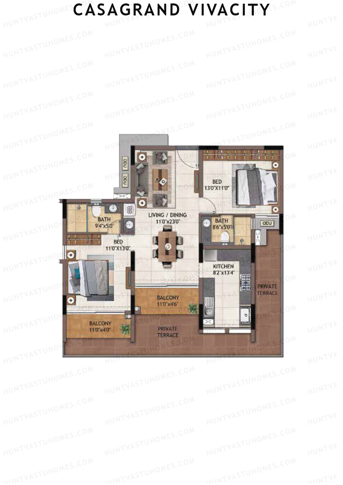 Casagrand Vivacity Tower 1 Unit B10 Floor Plan