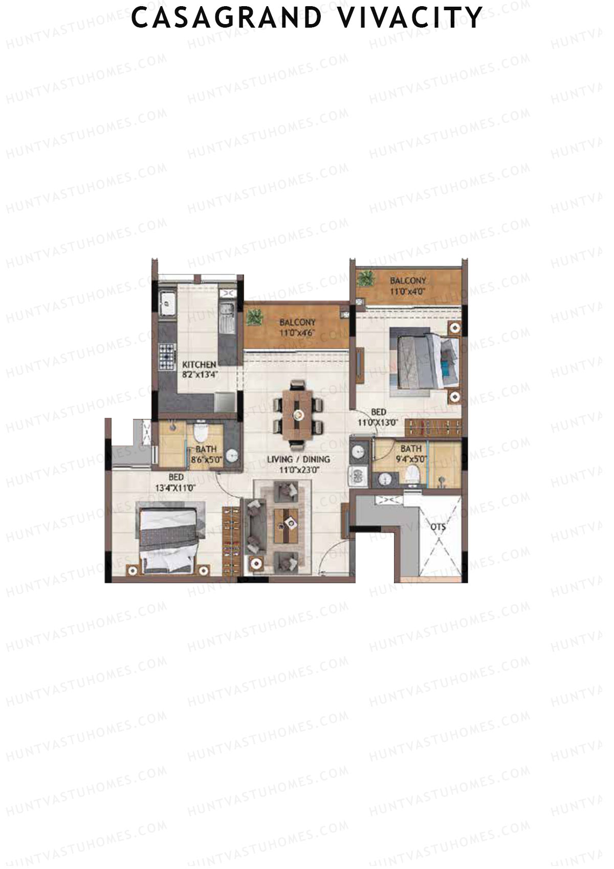 Casagrand Vivacity Tower 1 Unit B11 Floor Plan